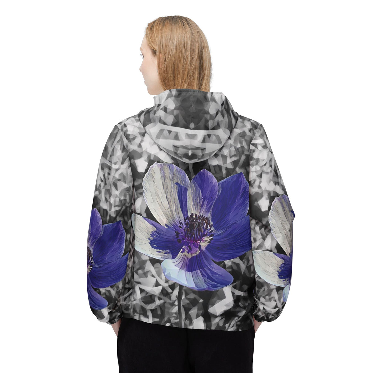 Windbreaker Jacket - Poly Art - Flower of Anemone