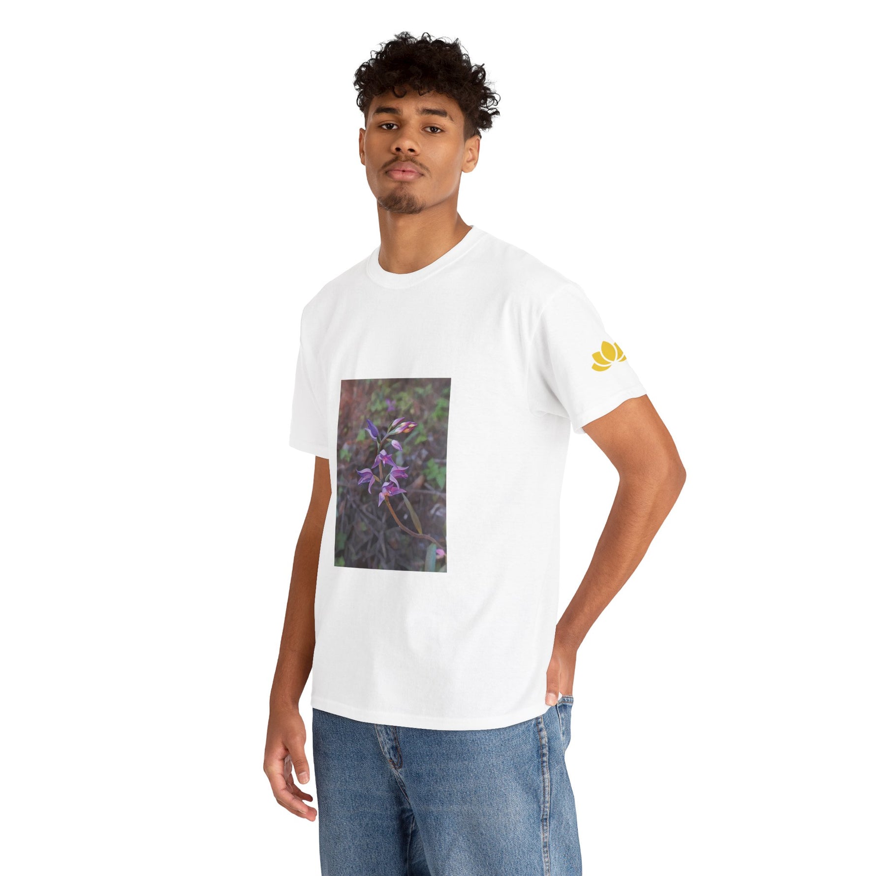 Unisex Heavy Cotton Tee - Poly Art - Flower of Cephalanthera Rubra