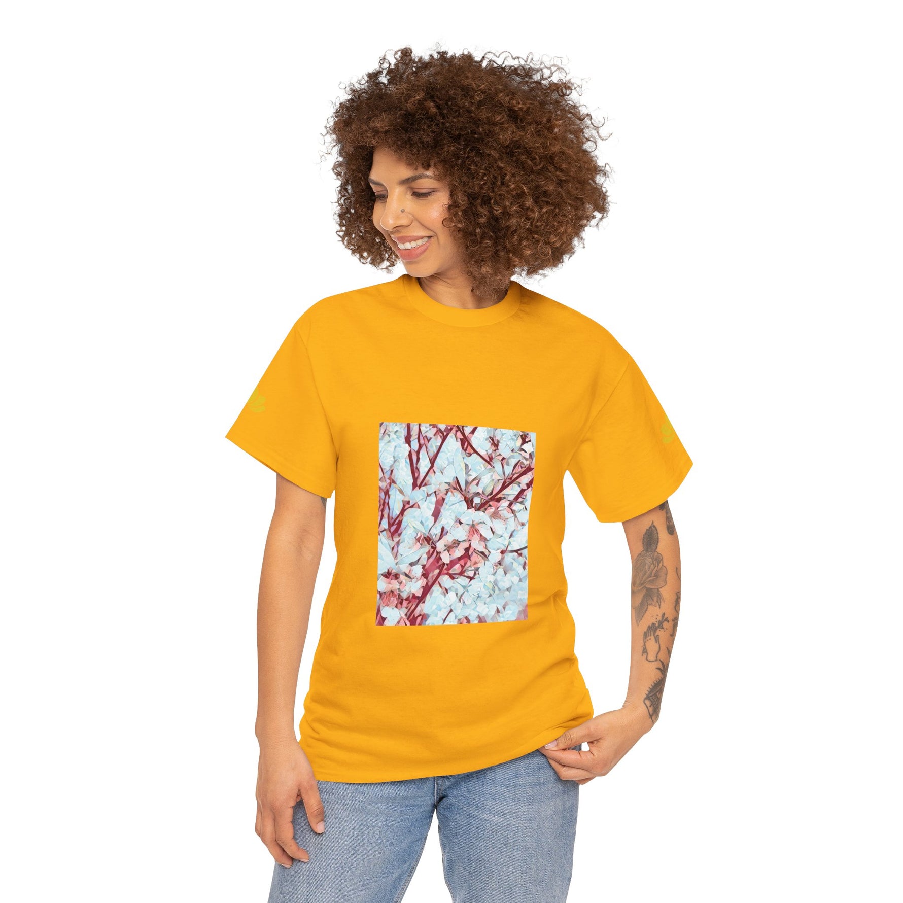 Unisex Heavy Cotton Tee - Poly Art - Apple's Tree Flower (Variant 4)