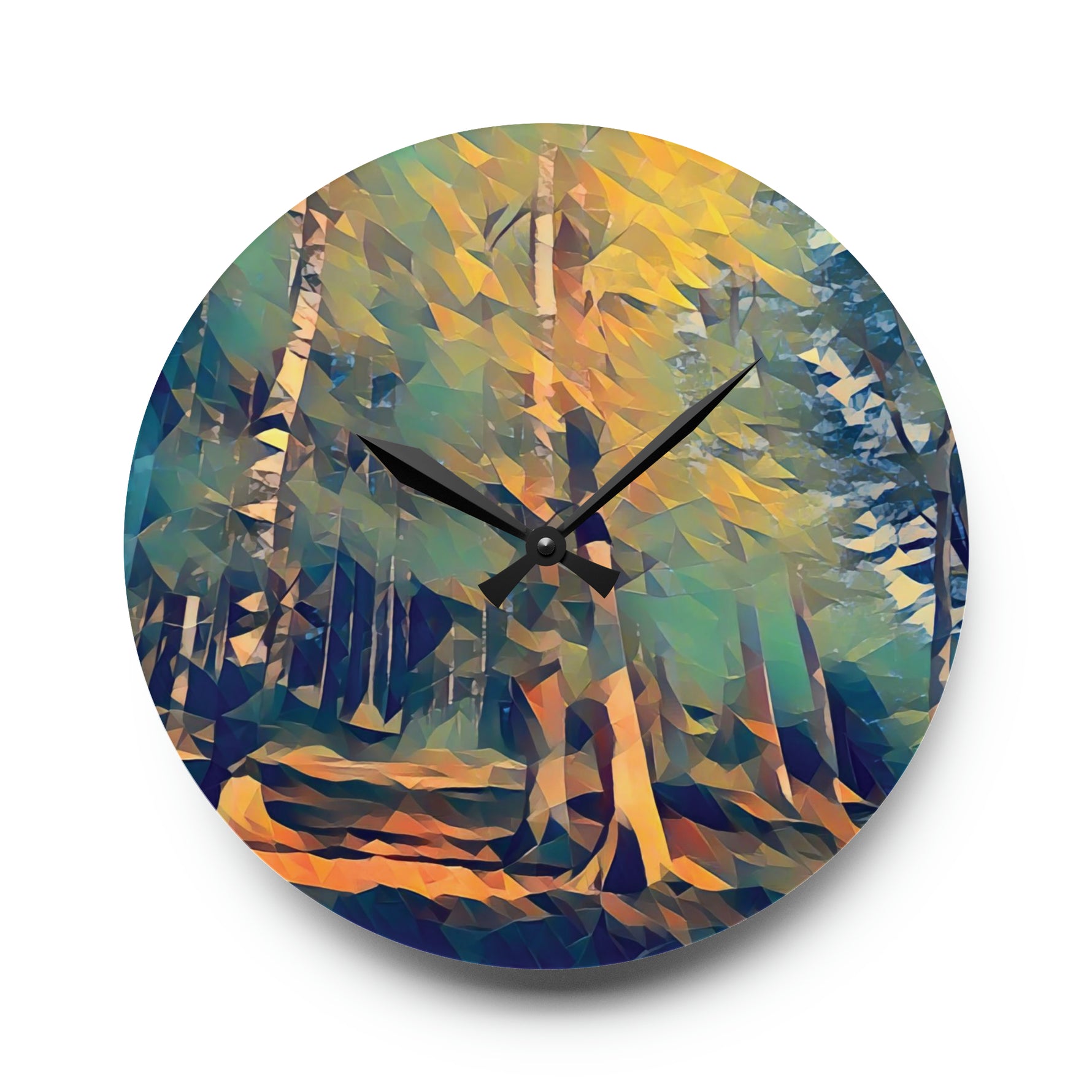 Acrylic Wall Clock - Poly Art - Forest (Variant 01)