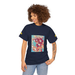 Unisex Heavy Cotton Tee - Poly Art - Flower of in sky blue and red