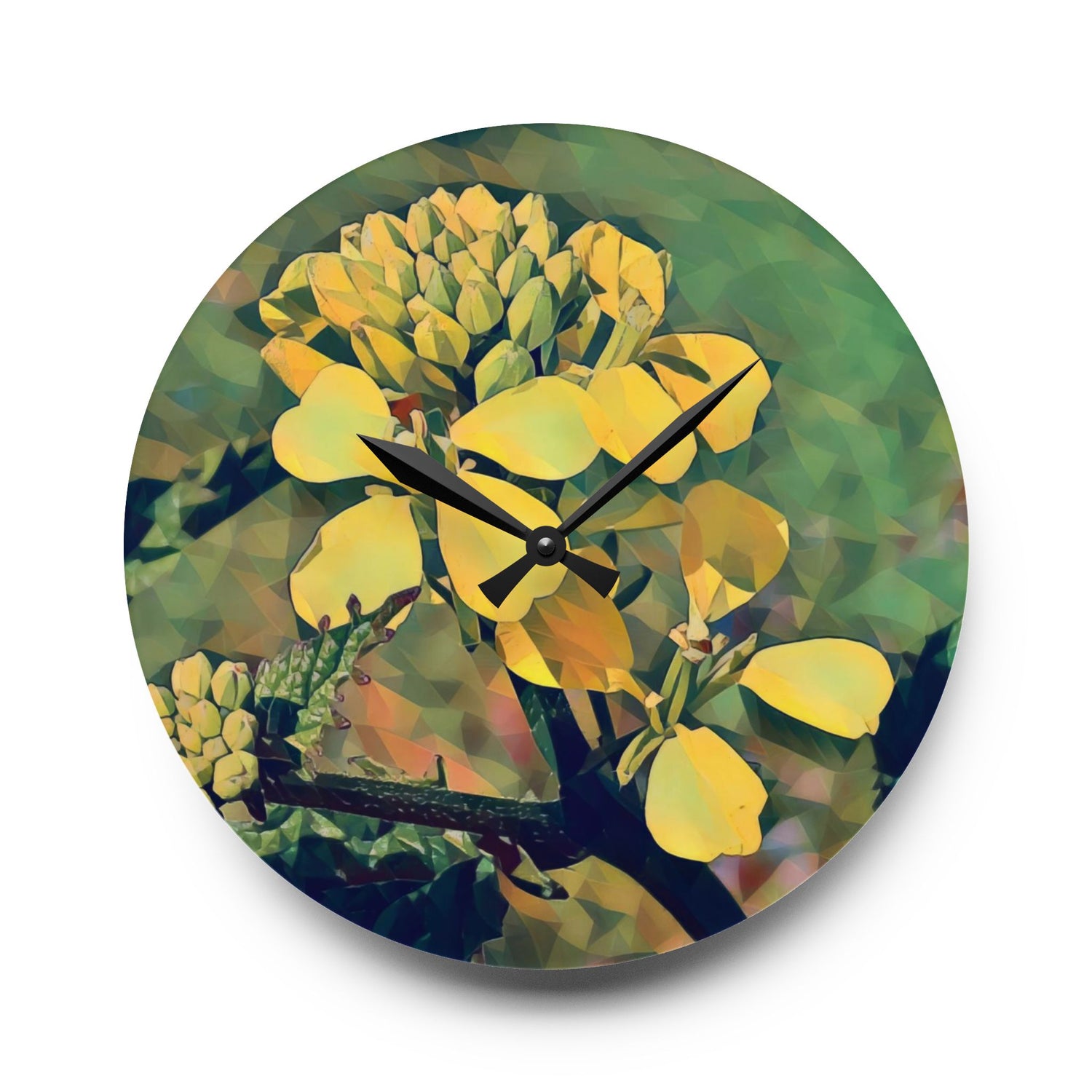 Acrylic Wall Clock - Poly Art - Flower, Yellow (Variant 2)