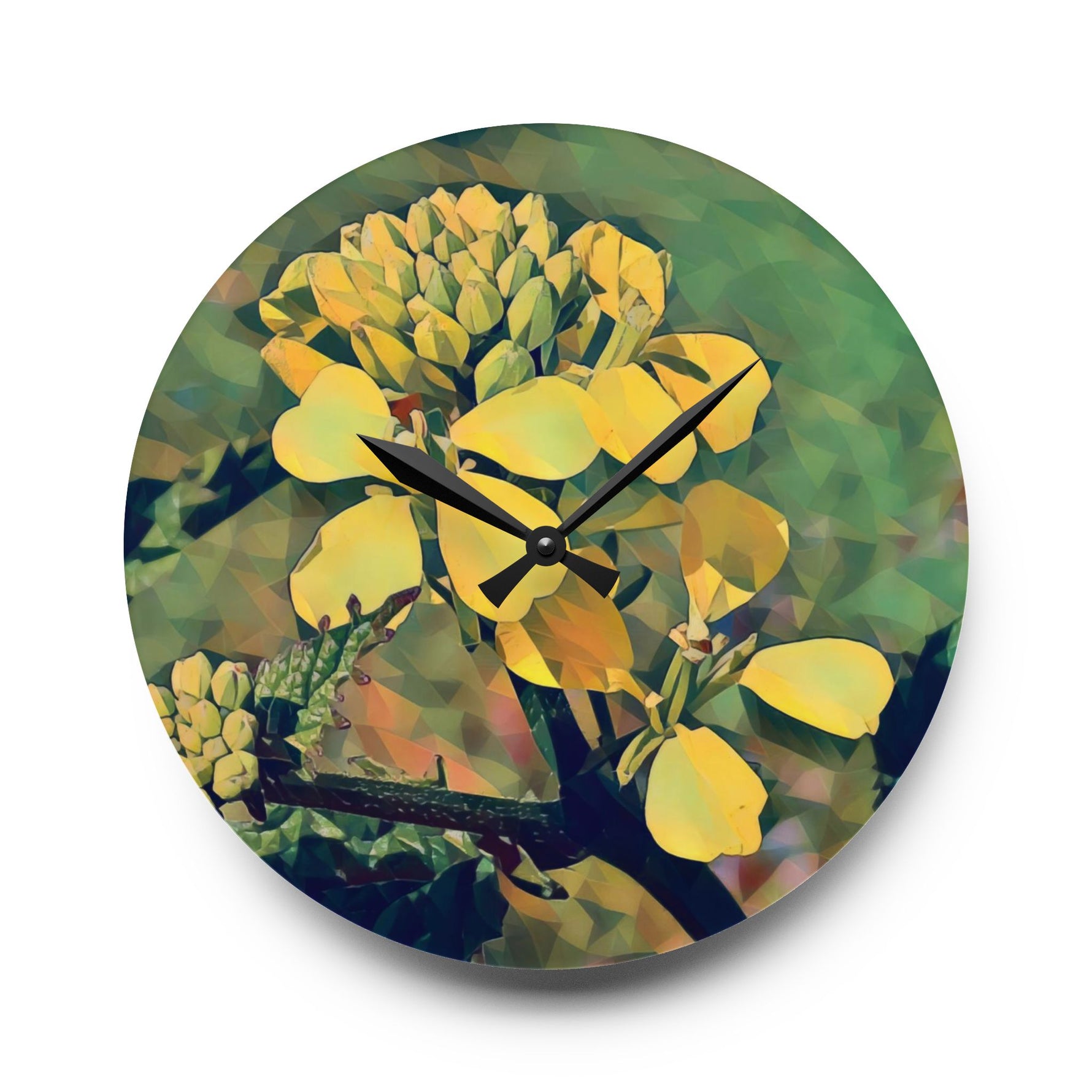 Acrylic Wall Clock - Poly Art - Flower, Yellow (Variant 2)