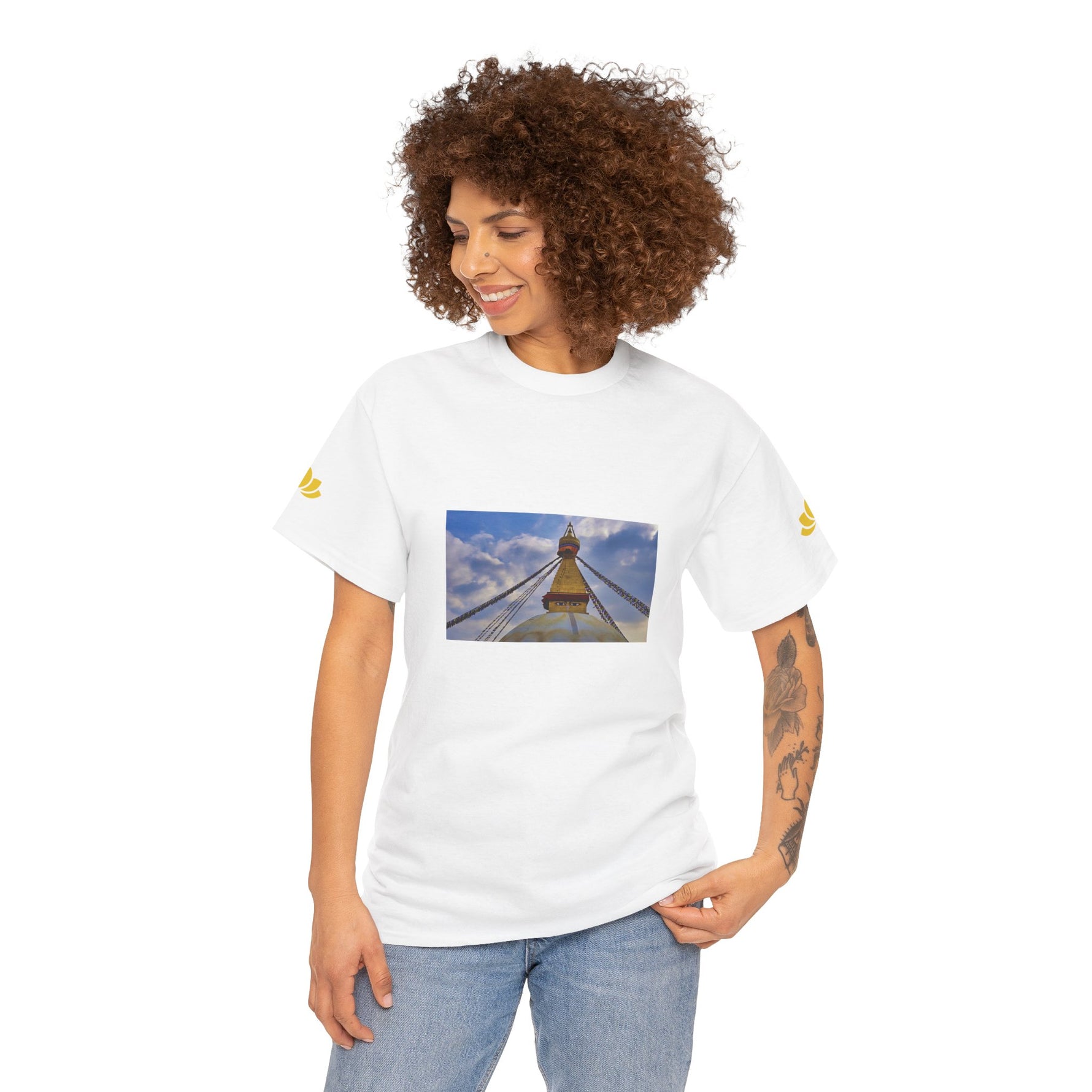 Unisex Heavy Cotton Tee - Nepal, Buddha's Eyes (Variant 5)