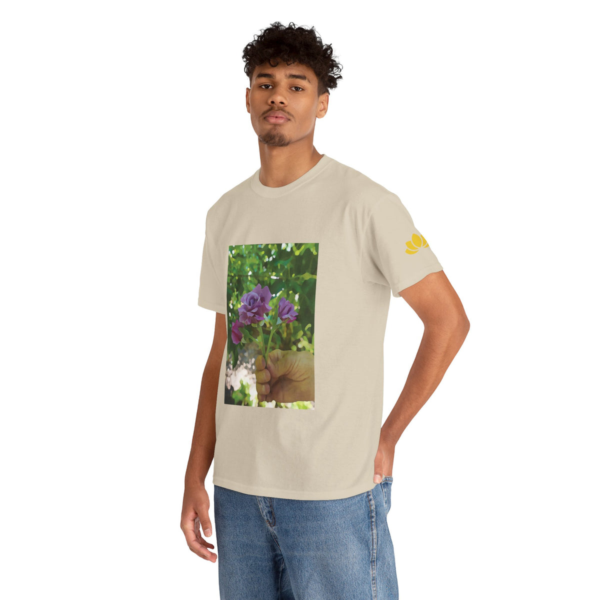 Unisex Heavy Cotton Tee - Flower of Rose, Small Bouquet
