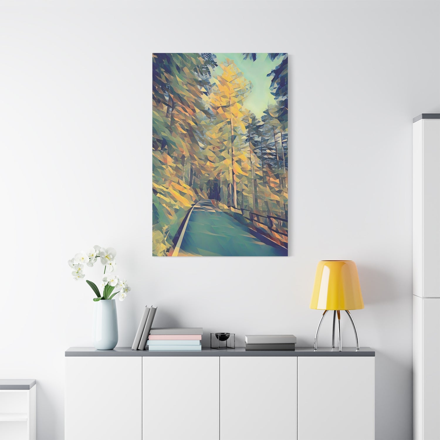 Stretched Matte Canvas - Poly Art - Forest (Variant 06)