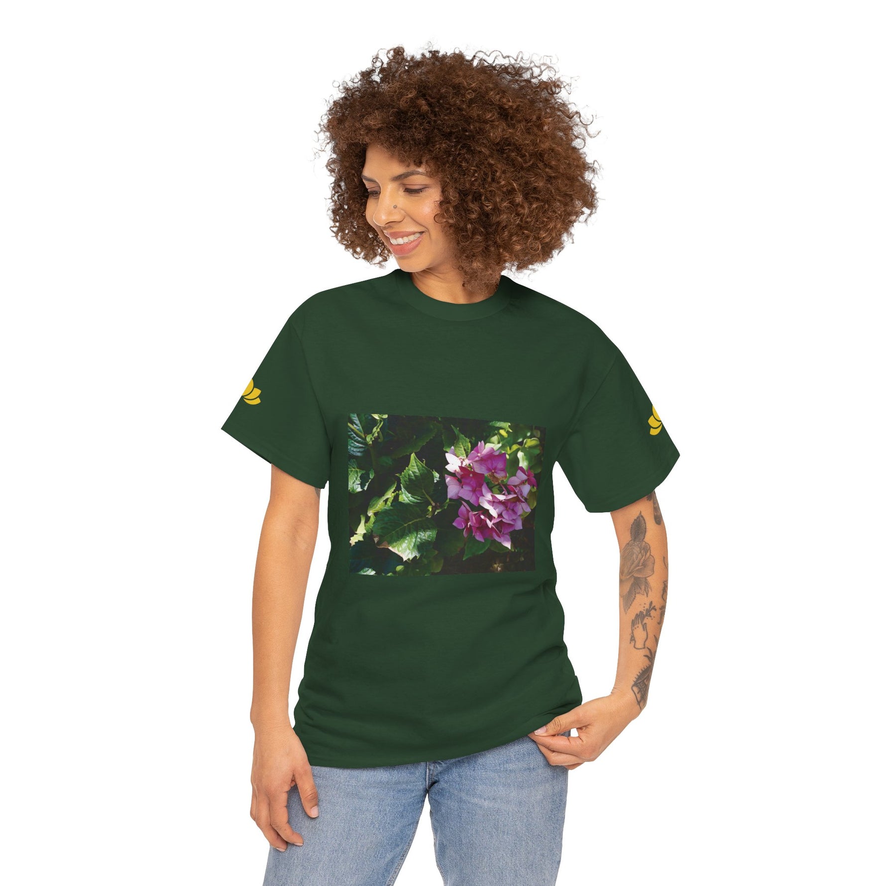 Unisex Heavy Cotton Tee - Flower of Ortensia/Hydrangea Macrophylla
