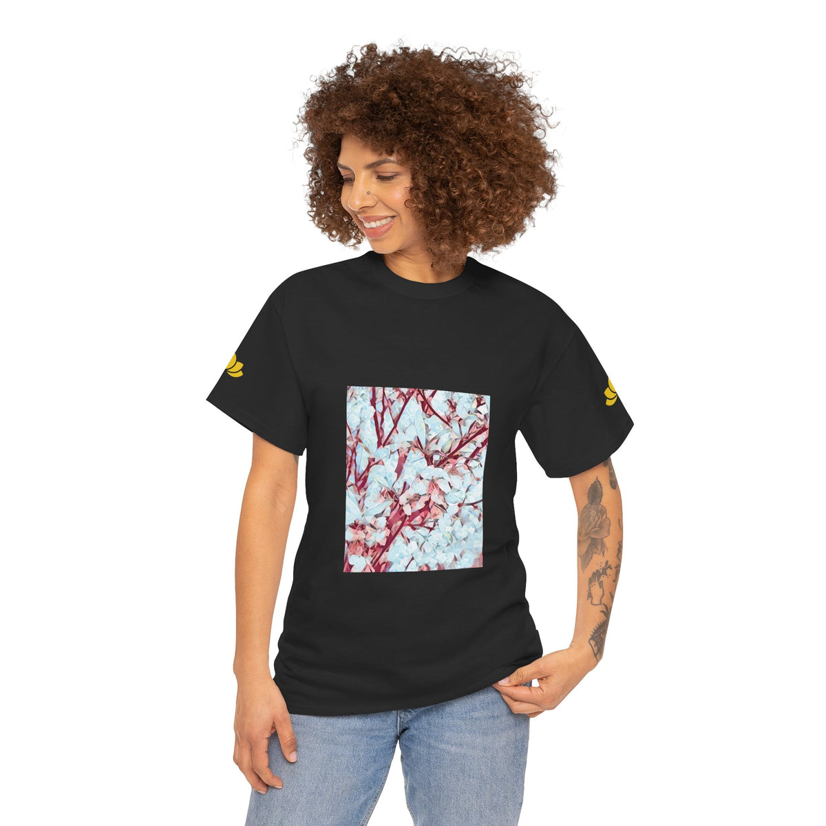 Unisex Heavy Cotton Tee - Poly Art - Apple's Tree Flower (Variant 4)