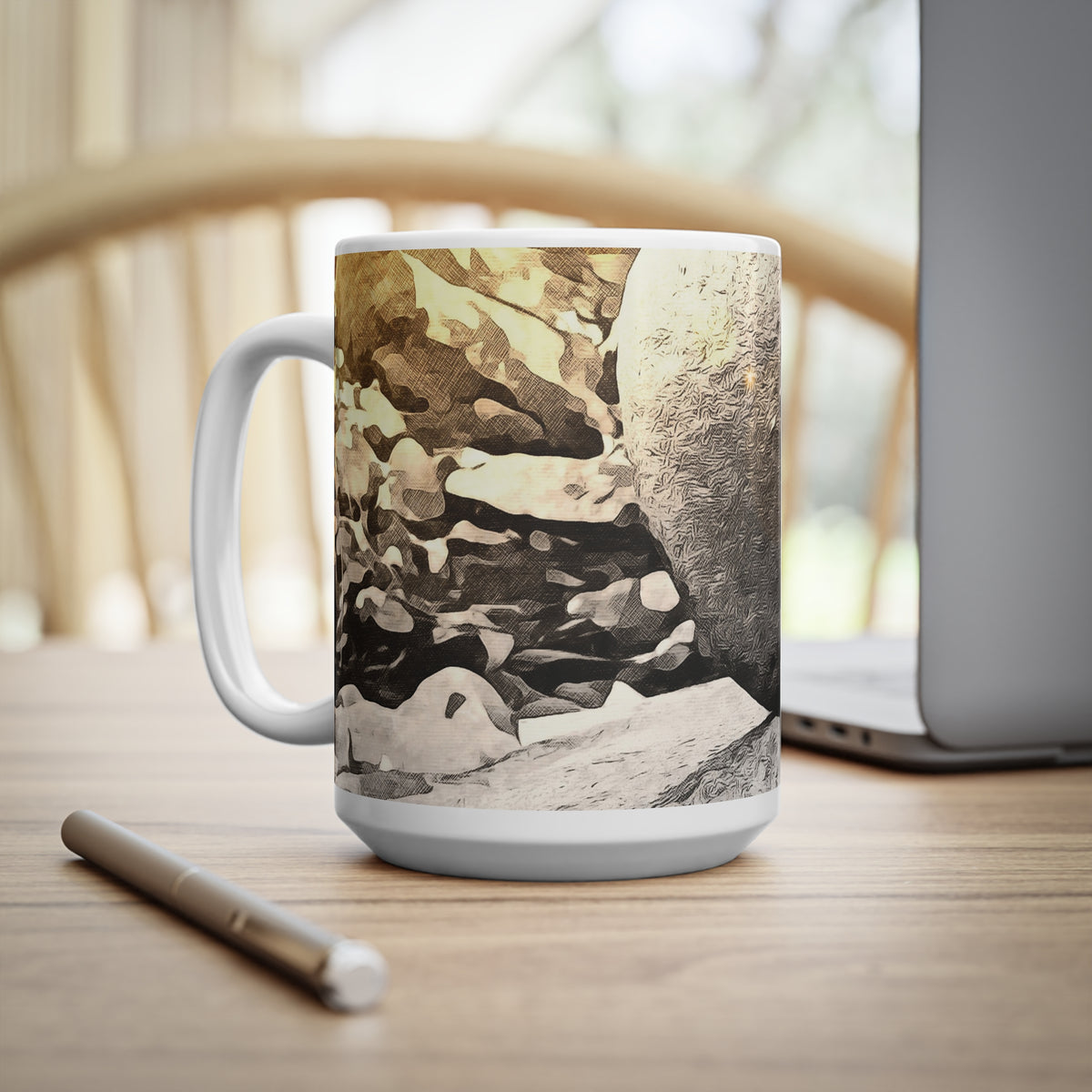 Ceramic White Cup 15oz - Stone Balance (Variant 1)