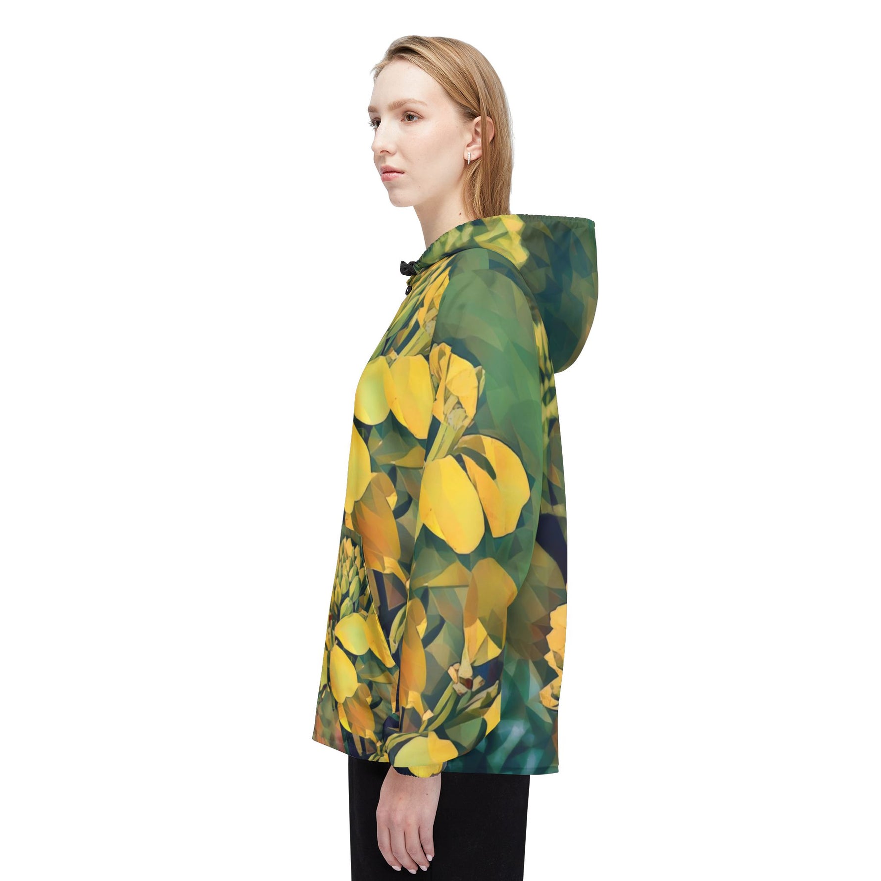 Windbreaker Jacket - Poly Art - Flower, Yellow Petals