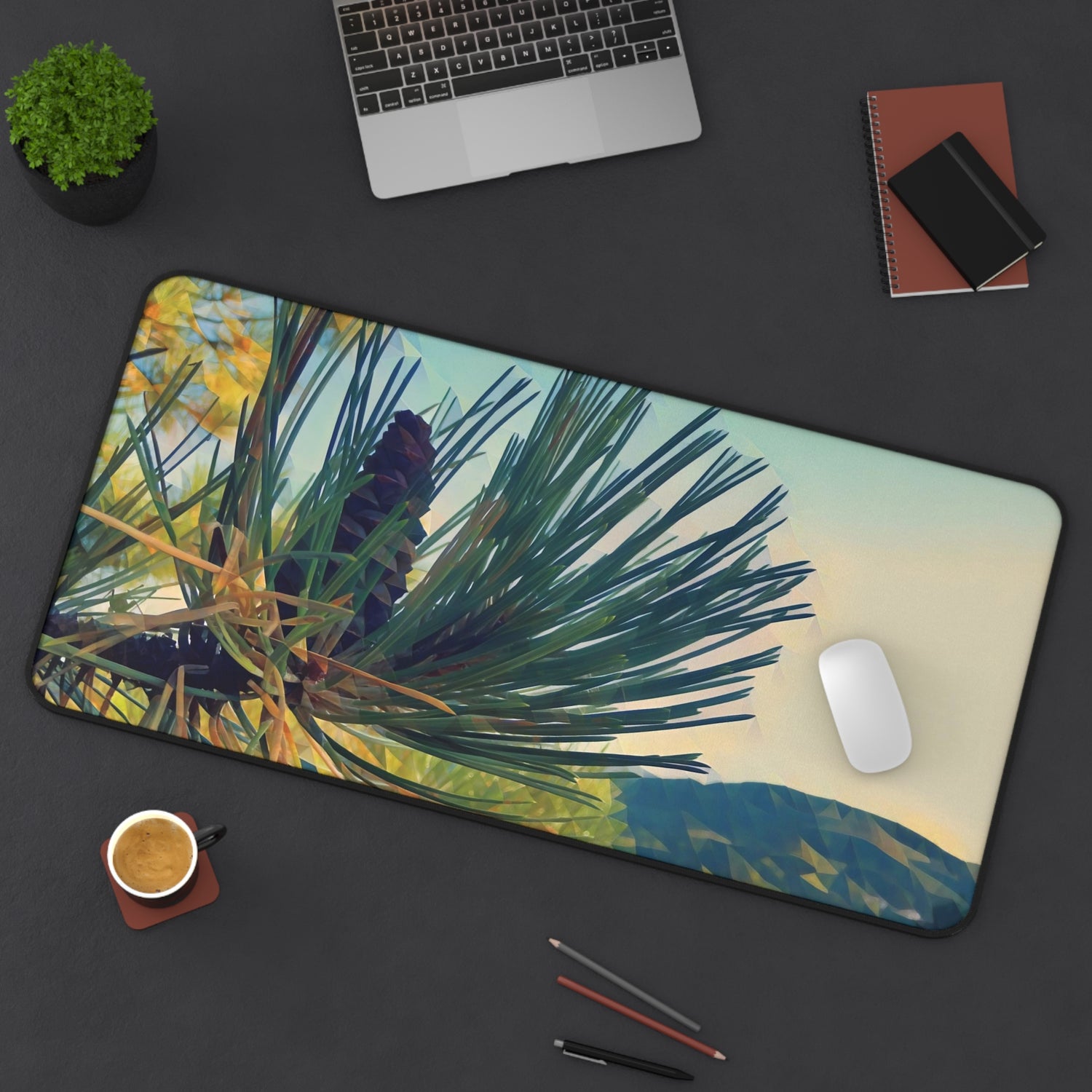 Desk Mat - Poly Art - Fir Pinecone