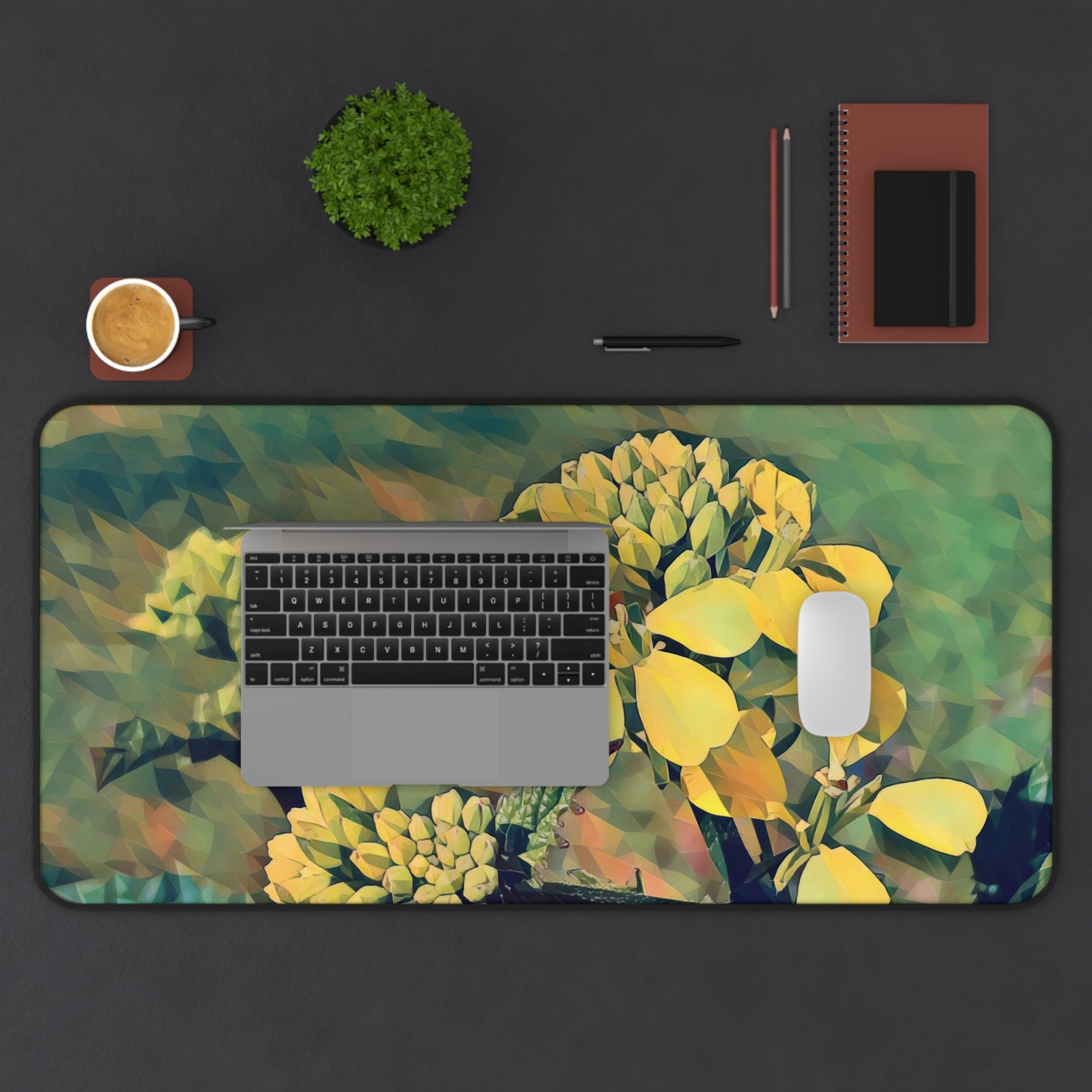 Desk Mat - Poly Art - Flower, Yellow Petals