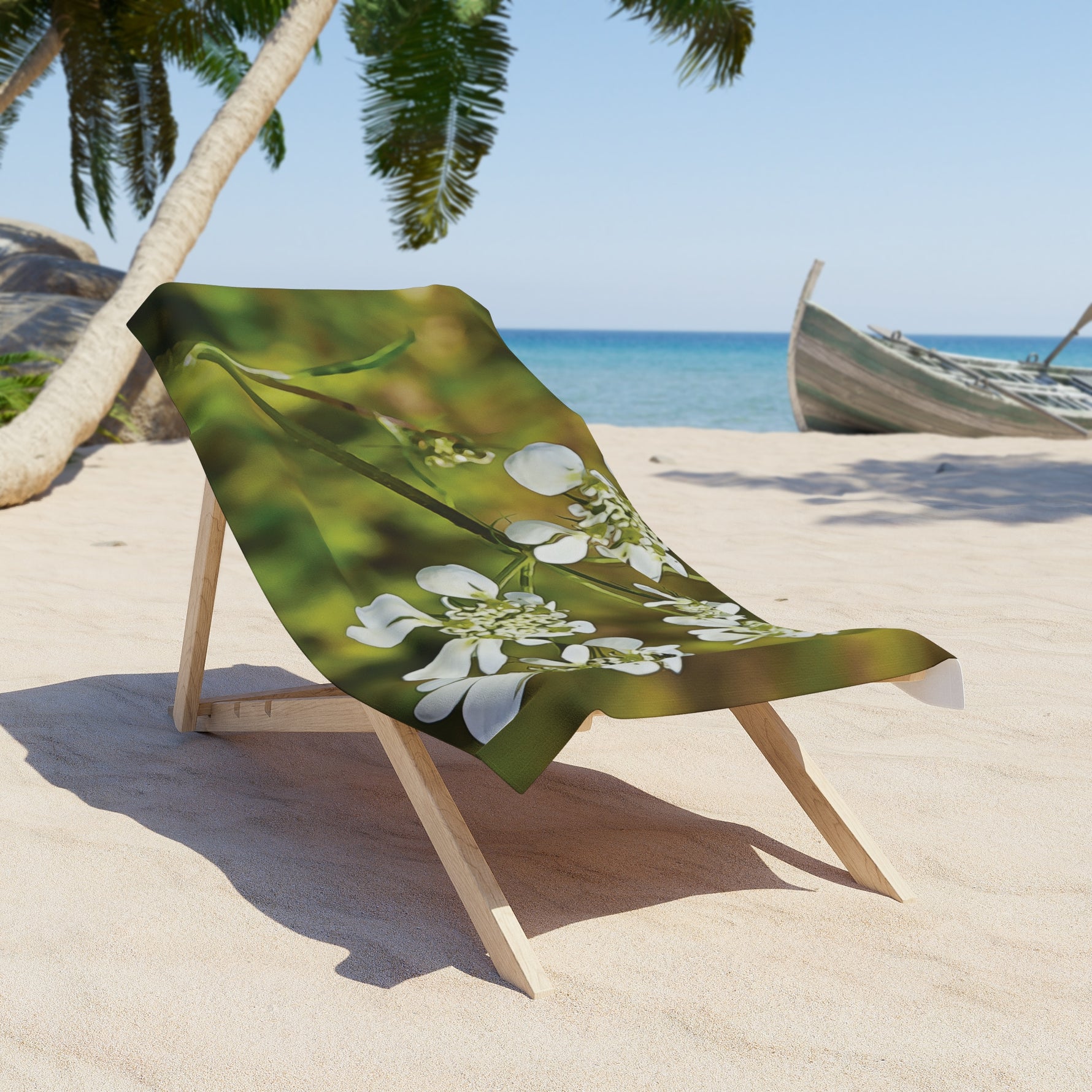 Beach Towel – Flower, White Petals