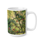Ceramic White Cup 15oz - Poly Art - Rosehip plant (Variant 2)