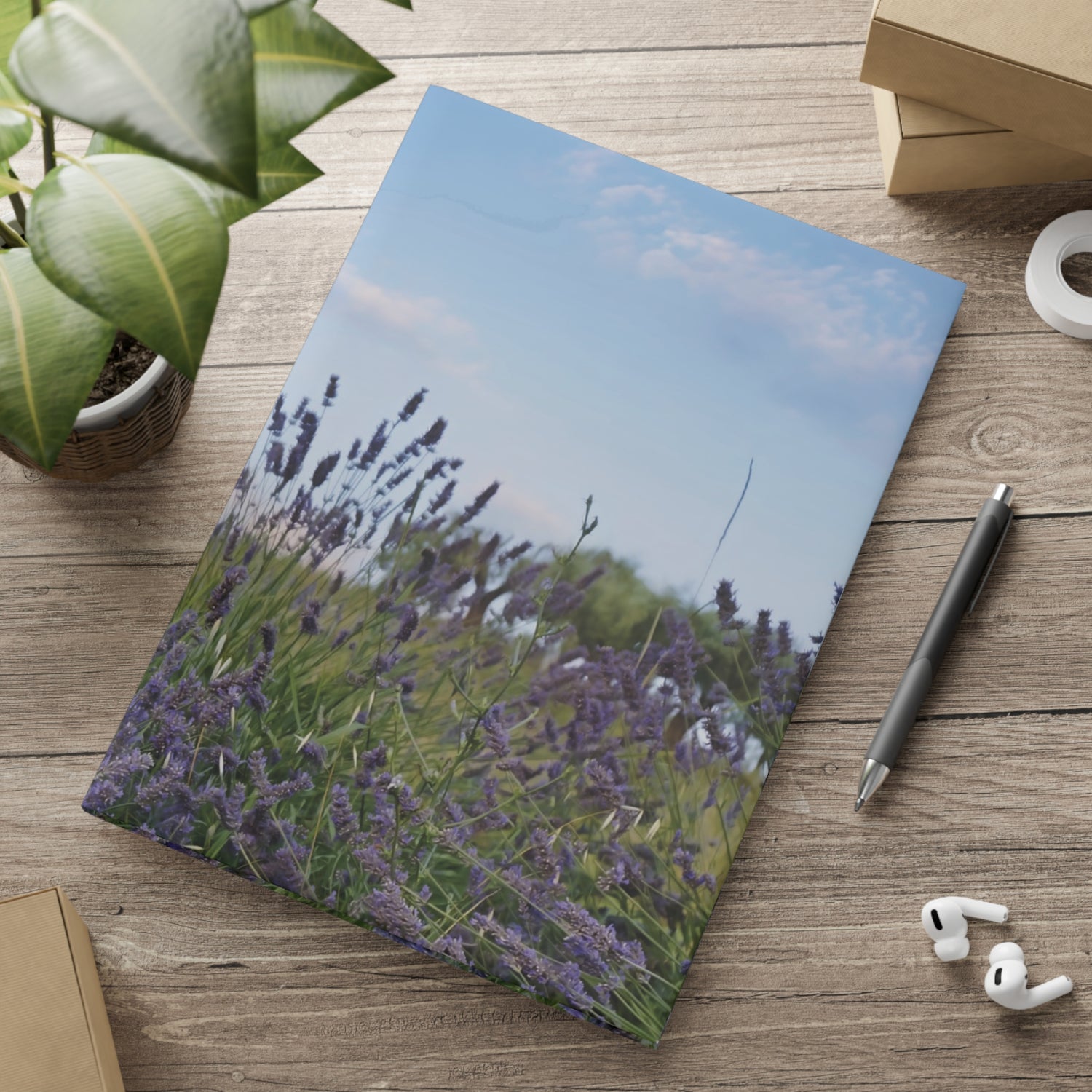 Hardcover Notebook with Puffy Covers - Flower of Lavender
