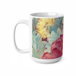 Ceramic White Cup 15oz - Poly Art - Flower of Dahlia in Red (Variant 1)
