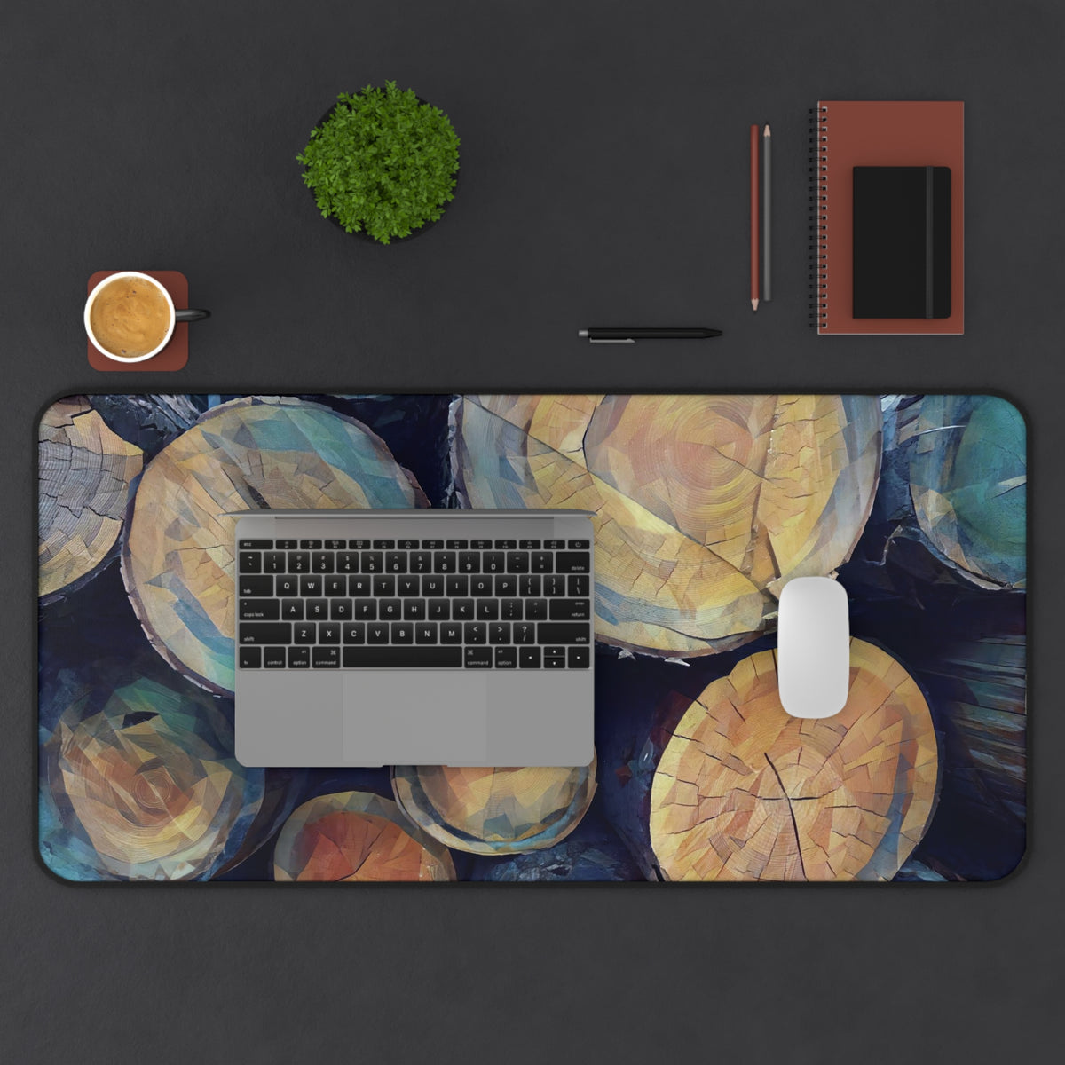 Desk Mat - Poly Art - Wooden Trunks (Variant 3)