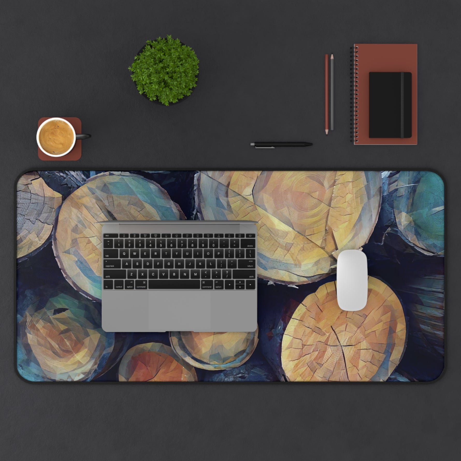 Desk Mat - Poly Art - Wooden Trunks (Variant 3)