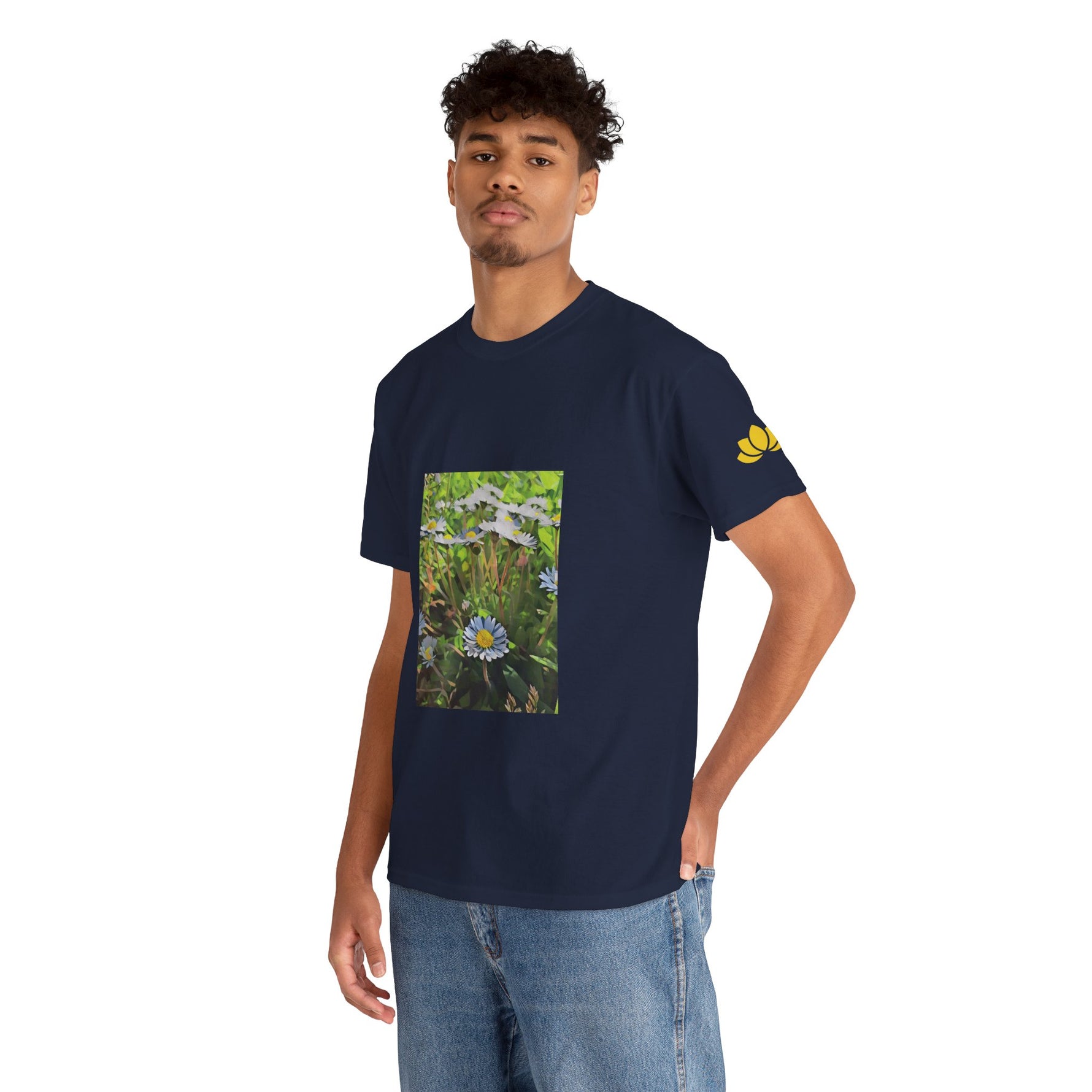 Unisex Heavy Cotton Tee - Poly Art - Flower of Daisies (Variant 1)