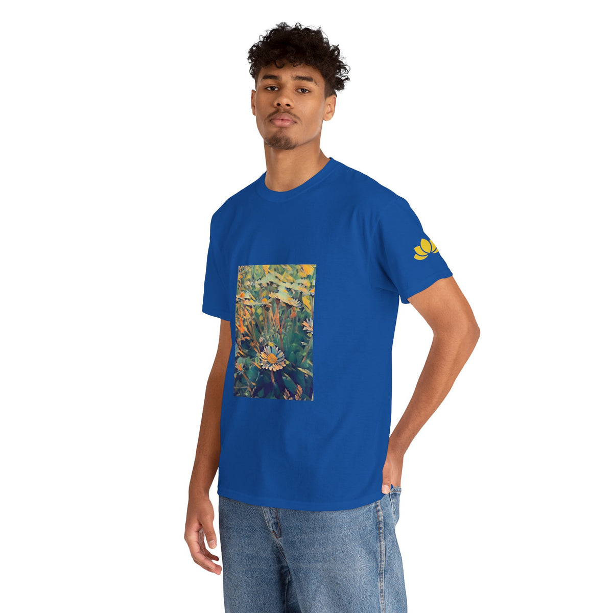 Unisex Heavy Cotton Tee - Poly Art - Flower of Daisies (Variant 2)