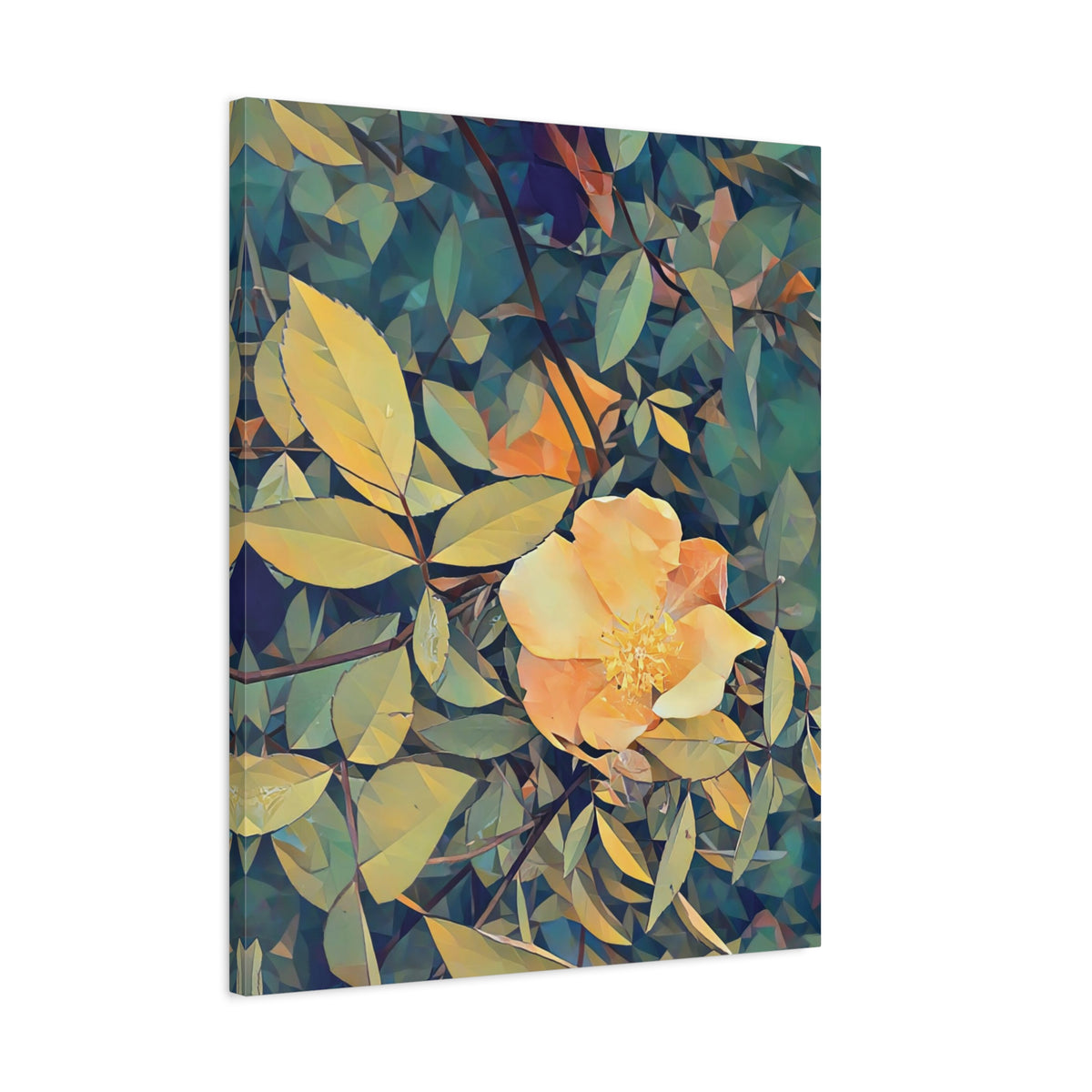 Stretched Matte Canvas - Poly Art - Flower of Rose (Variant 2)