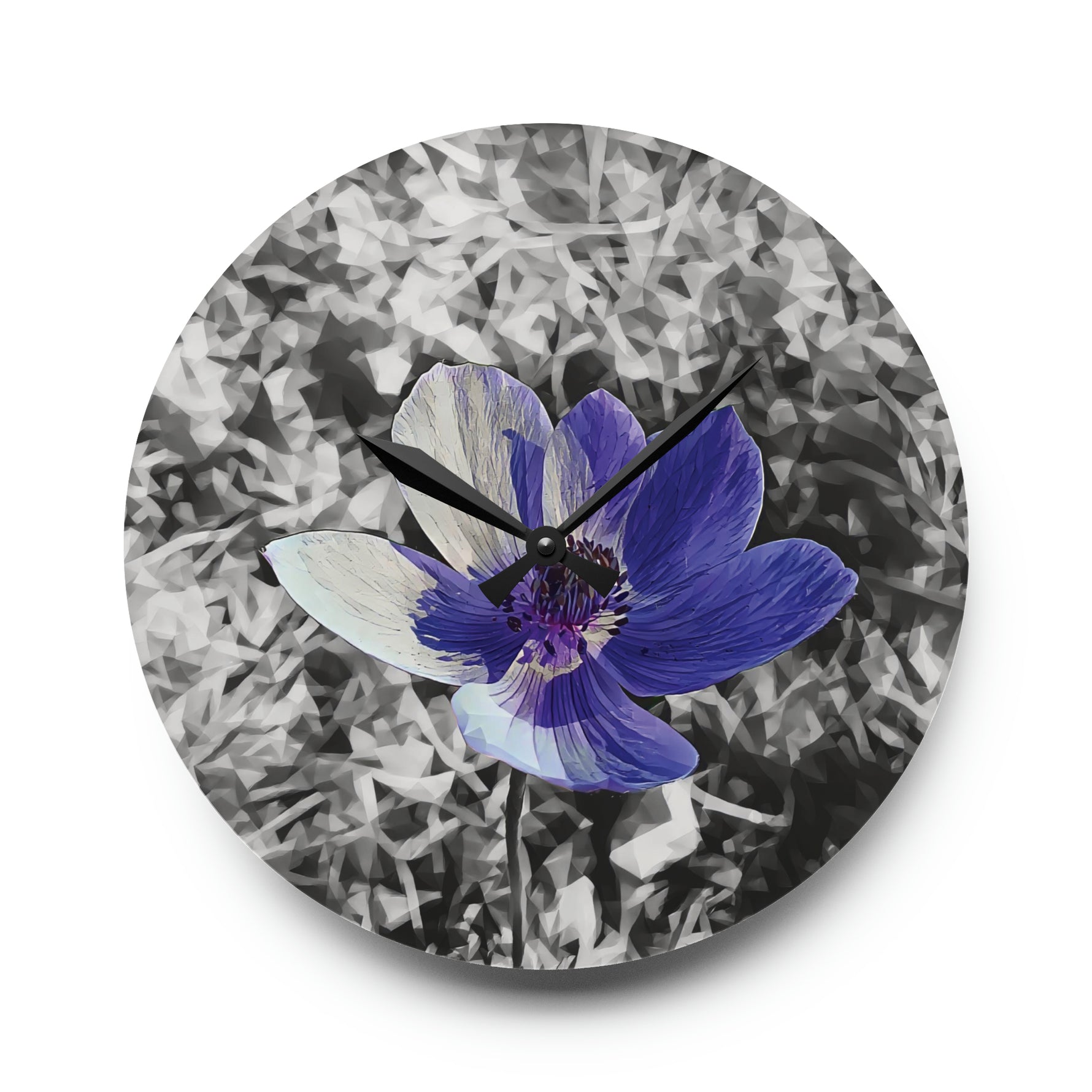 Acrylic Wall Clock - Poly Art - Flower of Anemone