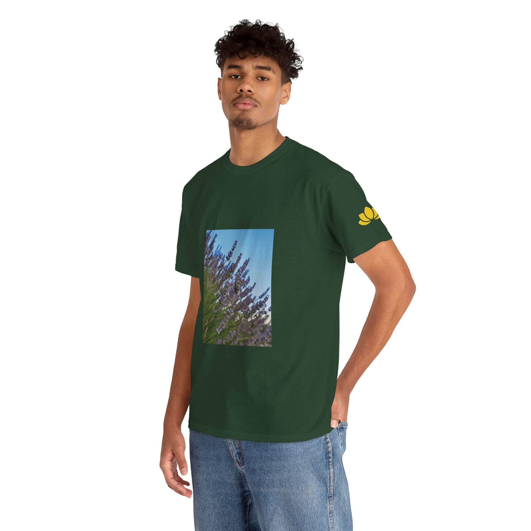 Unisex Heavy Cotton Tee - Flower of Lavender with Bombus