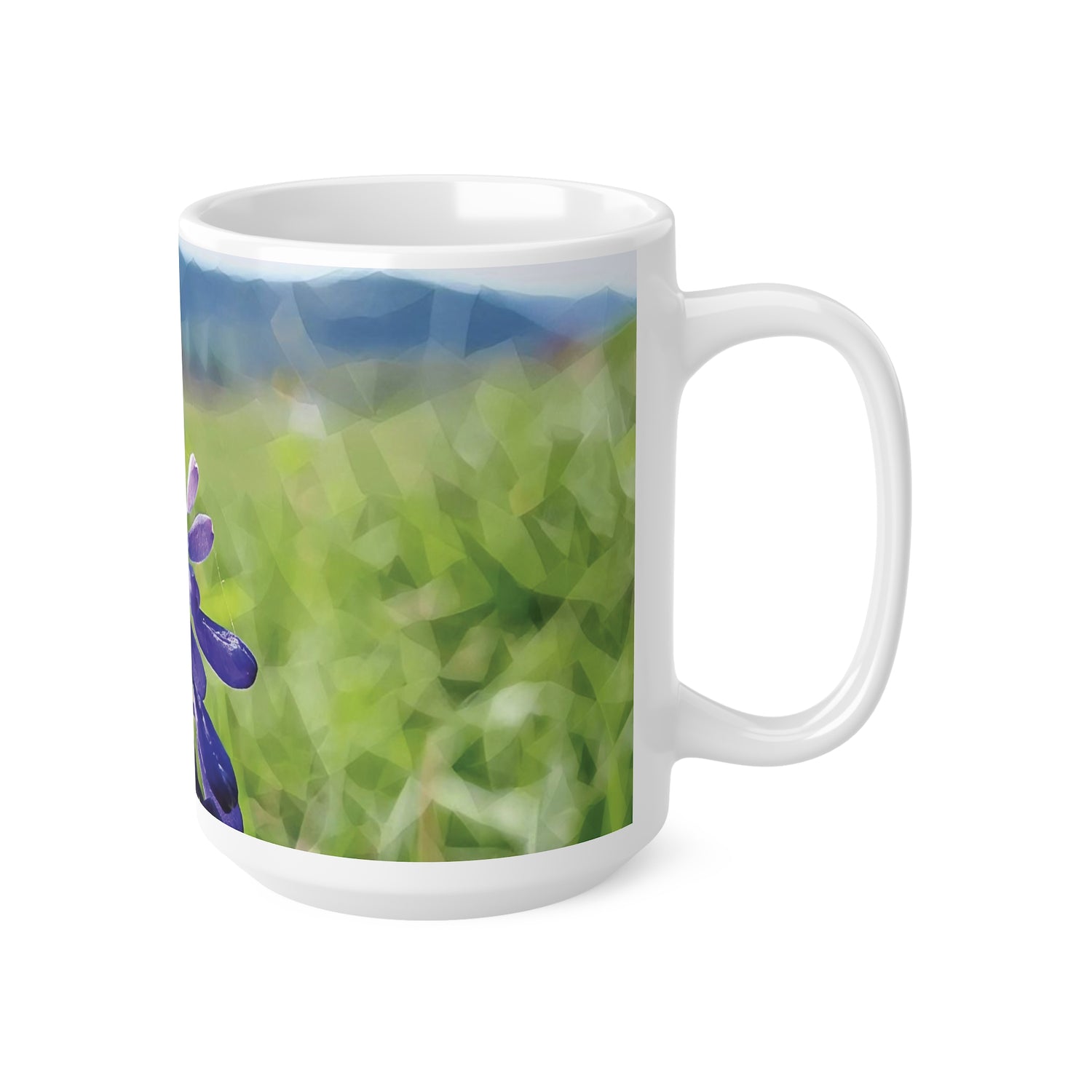 Ceramic White Cup 15oz - Poly Art - Flower of Muscari