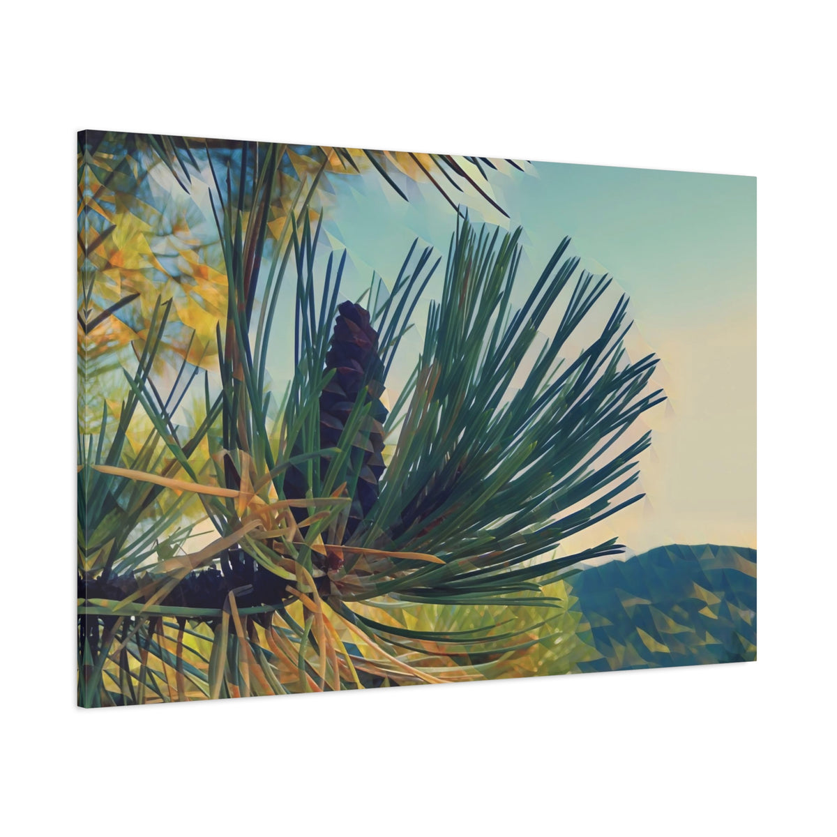 Stretched Matte Canvas - Poly Art - Fir Pinecone