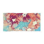 Beach Towel – Poly Art - Flowers, Light Blue and Red (Variant 1)