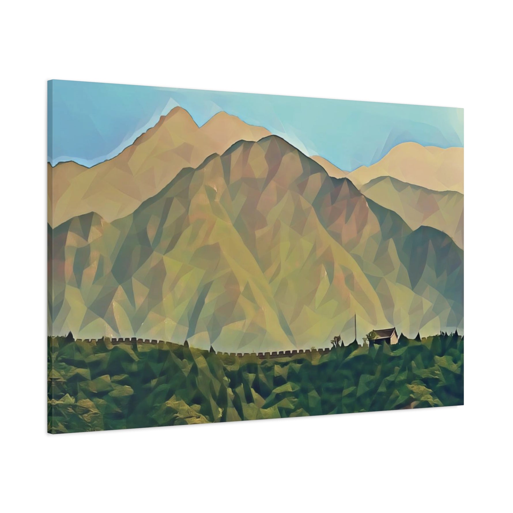 Stretched Matte Canvas - Poly Art - China's Great Wall (Variant 2)