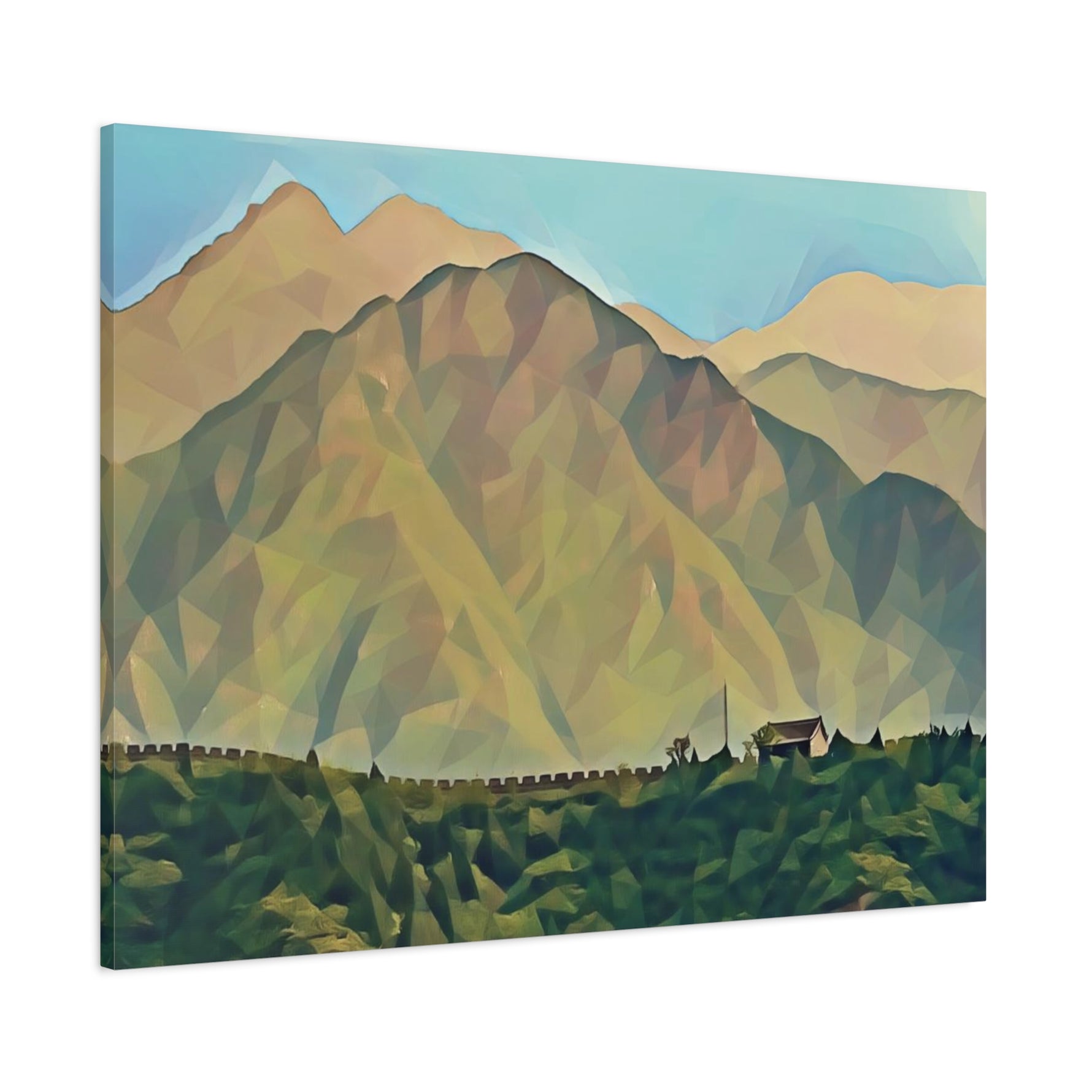 Stretched Matte Canvas - Poly Art - China's Great Wall (Variant 2)