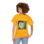 Unisex Heavy Cotton Tee - Poly Art - Flower, White