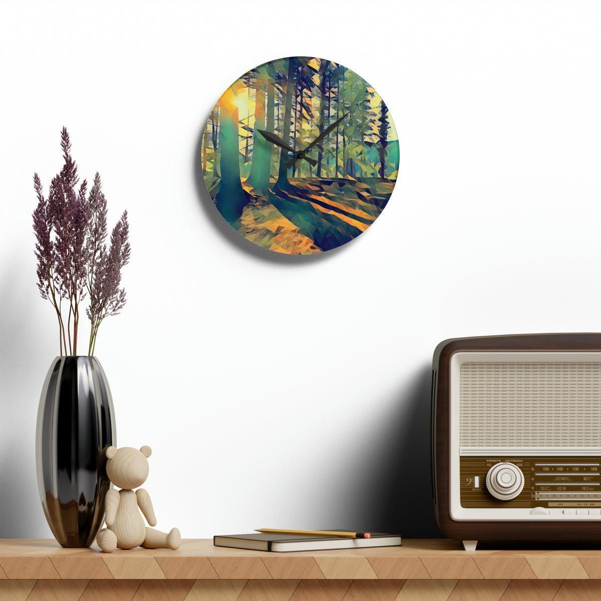 Acrylic Wall Clock - Poly Art - Forest (Variant 04)
