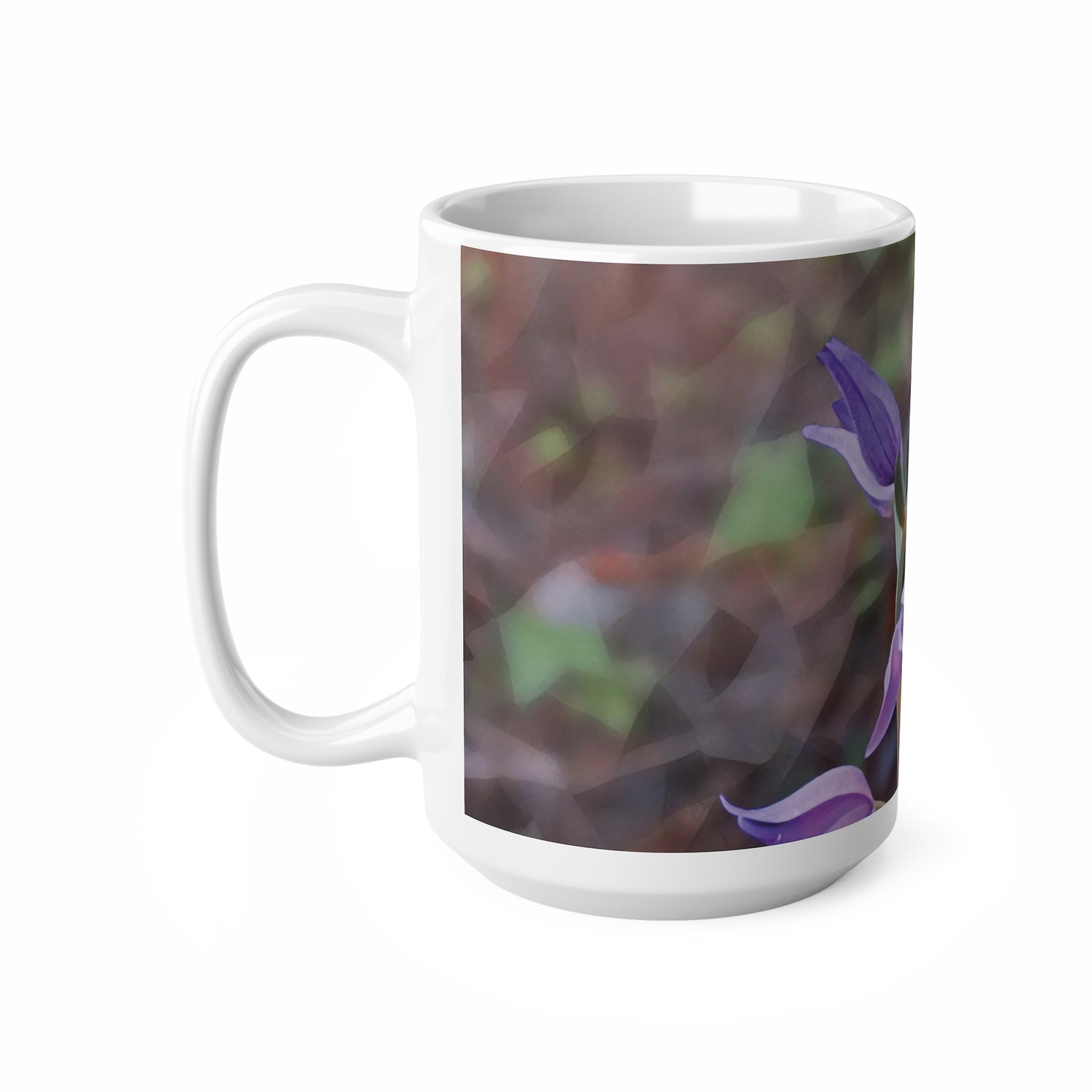 Ceramic White Cup 15oz - Poly Art - Flower of Cephalanthera Rubra