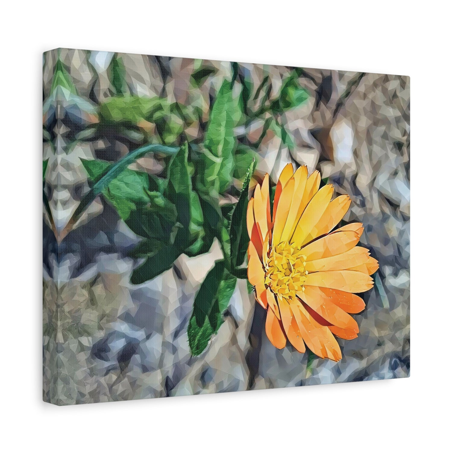 Stretched Matte Canvas - Poly Art - Flower of Calendula (Variant 2)