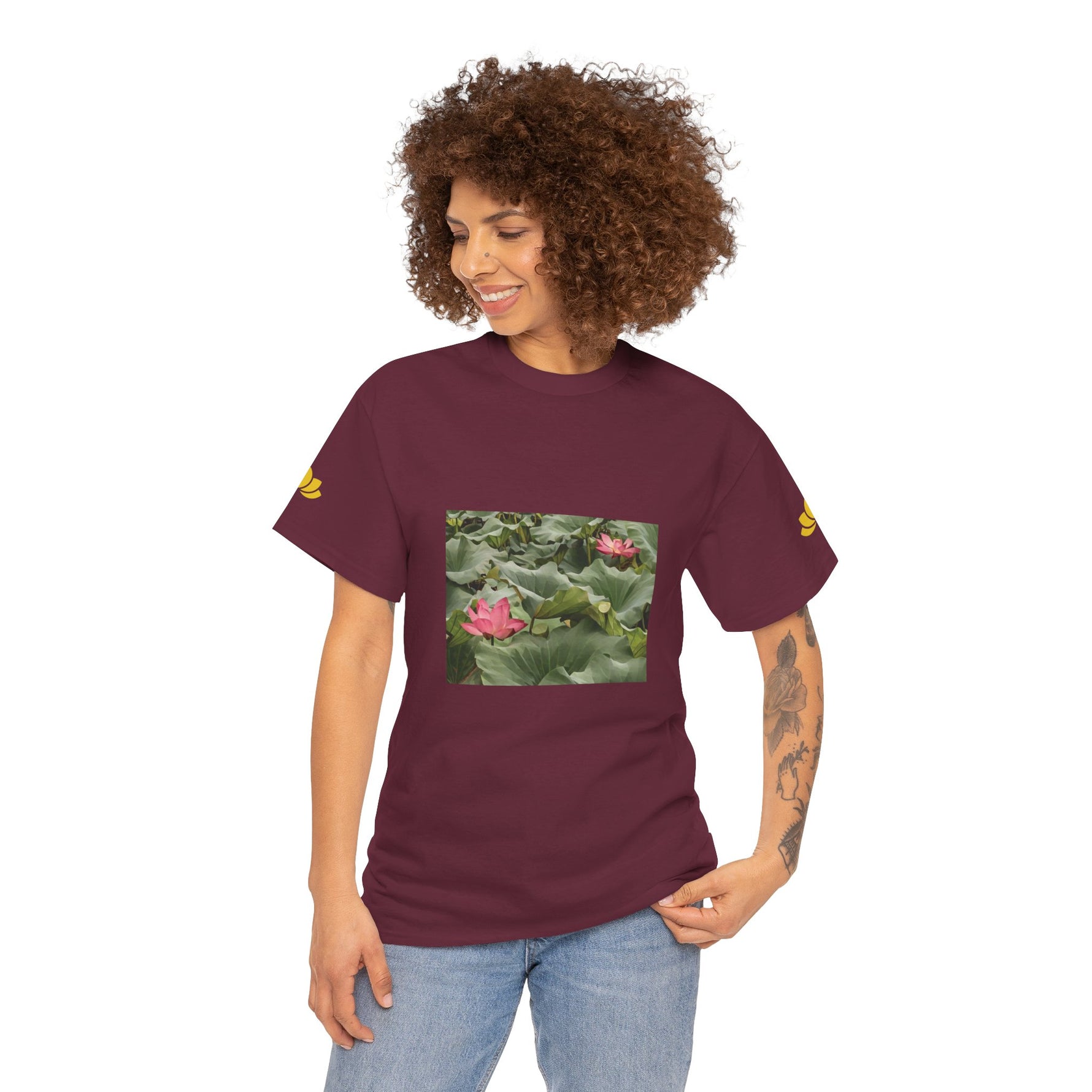 Unisex Heavy Cotton Tee - Poly Art - Flower of Lotus (Variant 3)