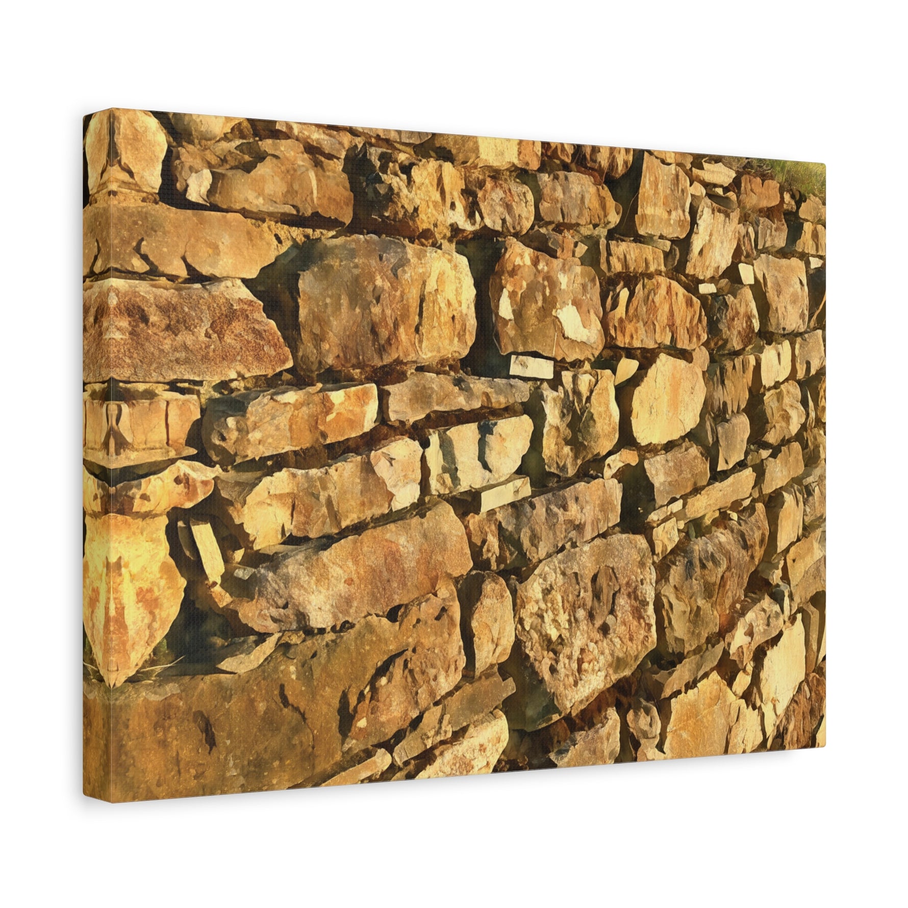 Stretched Matte Canvas - Stone Wall at Sunset