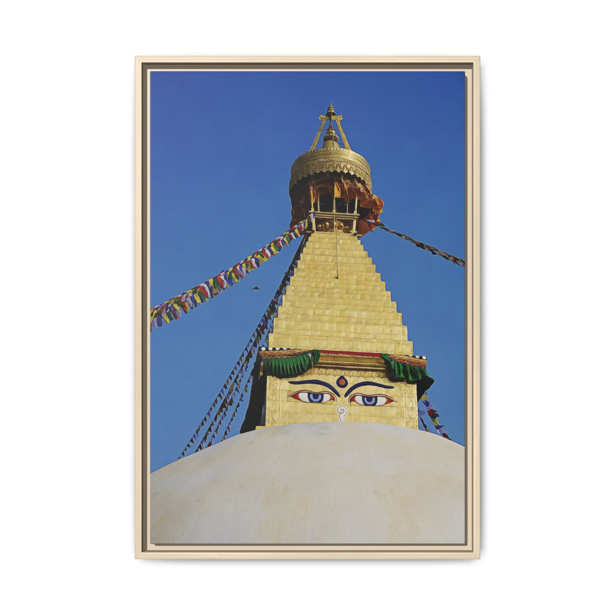 Nepal, Buddha Stupa (Blue Sky) | Framed Canvas