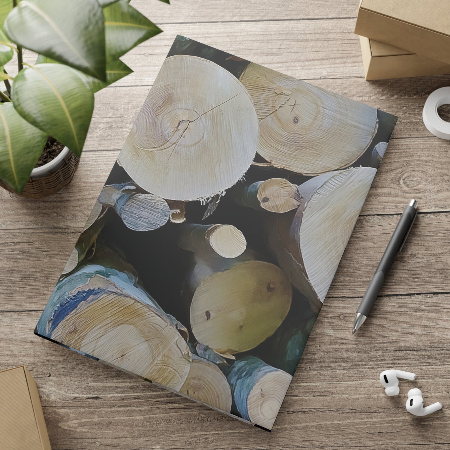 Hardcover Notebook with Puffy Covers - Wooden Trunks (Variant 1)
