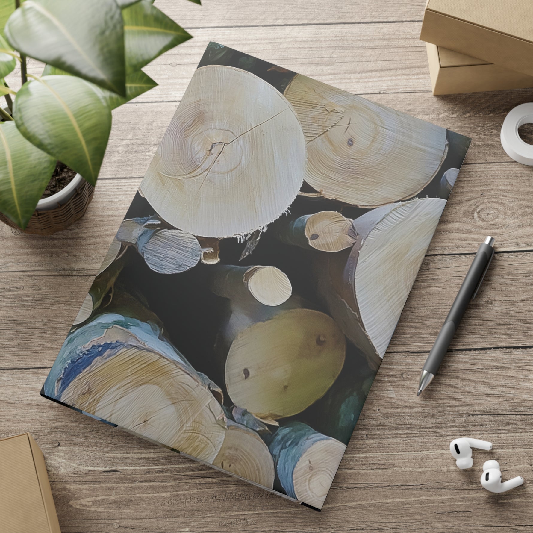 Hardcover Notebook with Puffy Covers - Wooden Trunks (Variant 1)