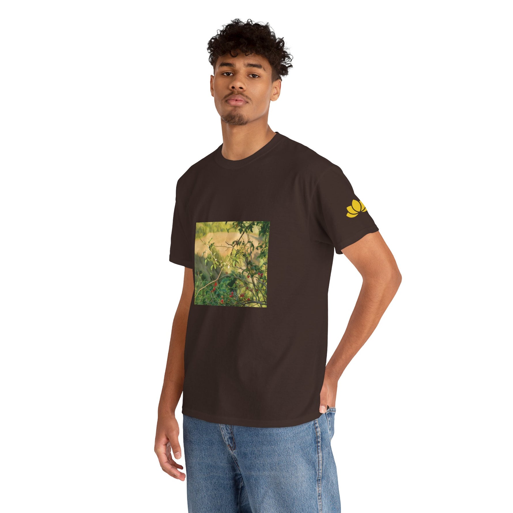 Unisex Heavy Cotton Tee - Poly Art - Rosehip Plant