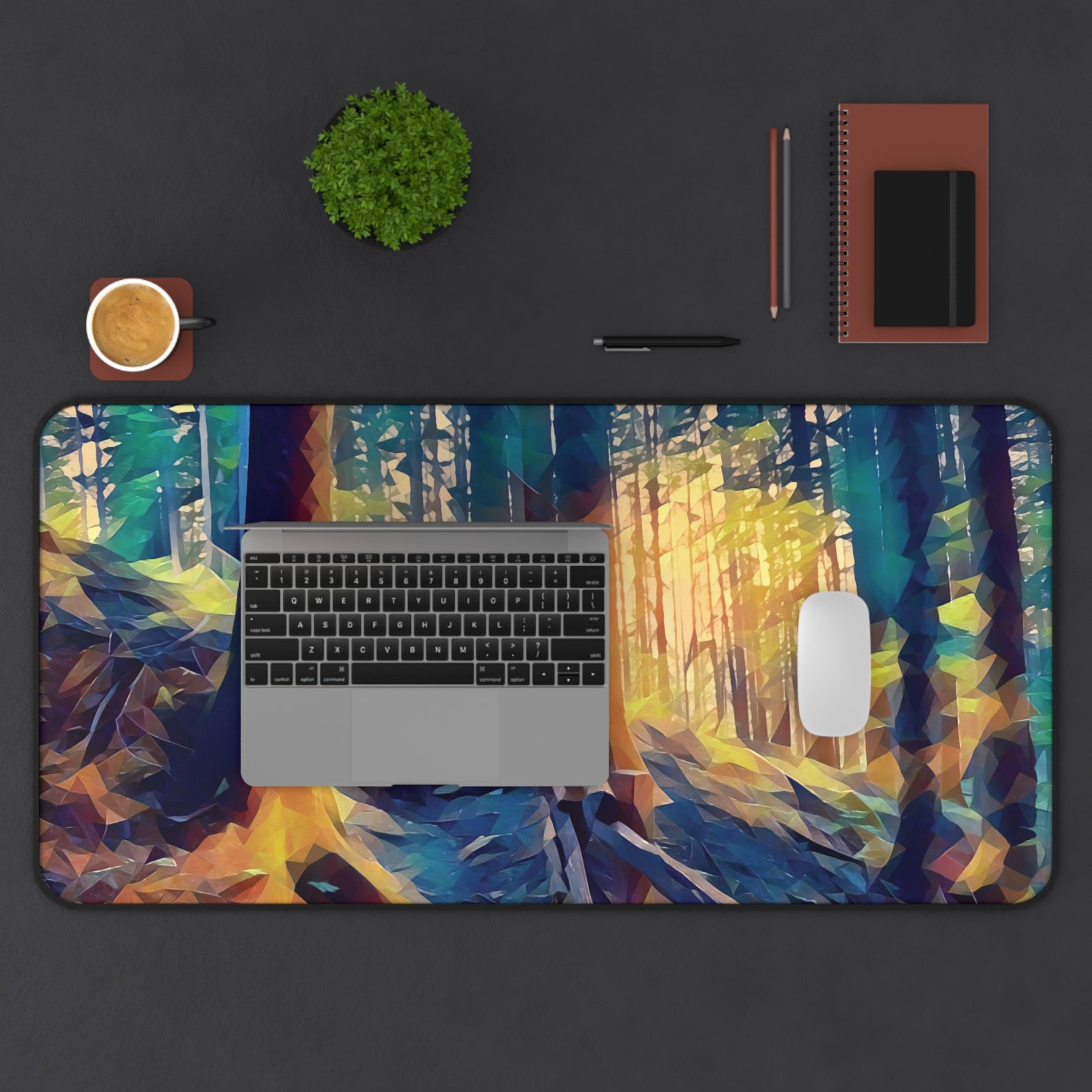 Desk Mat - Poly Art - Forest, a Path (Variant 1)