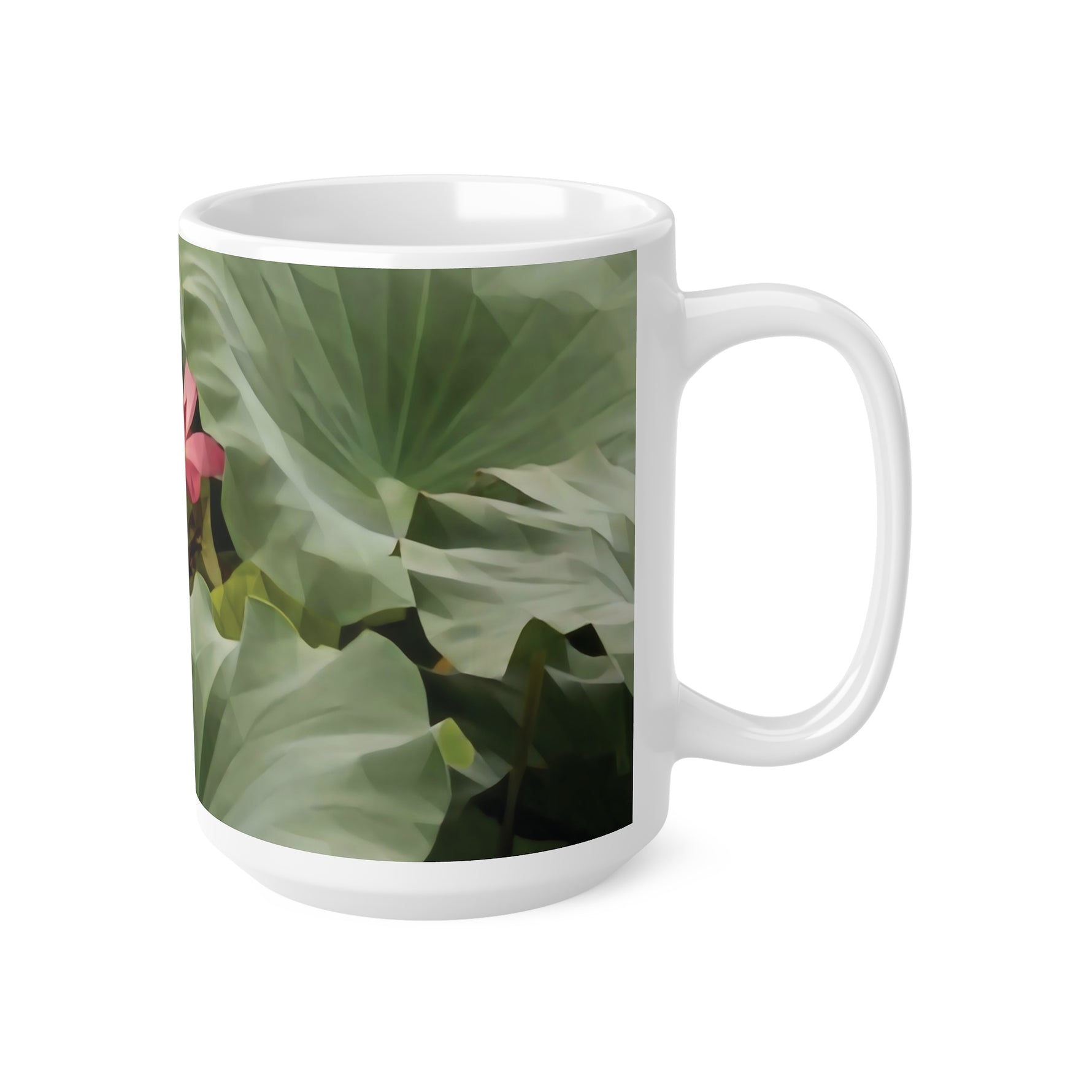 Ceramic White Cup 15oz - Poly Art - Flower of Lotus (Variant 2)
