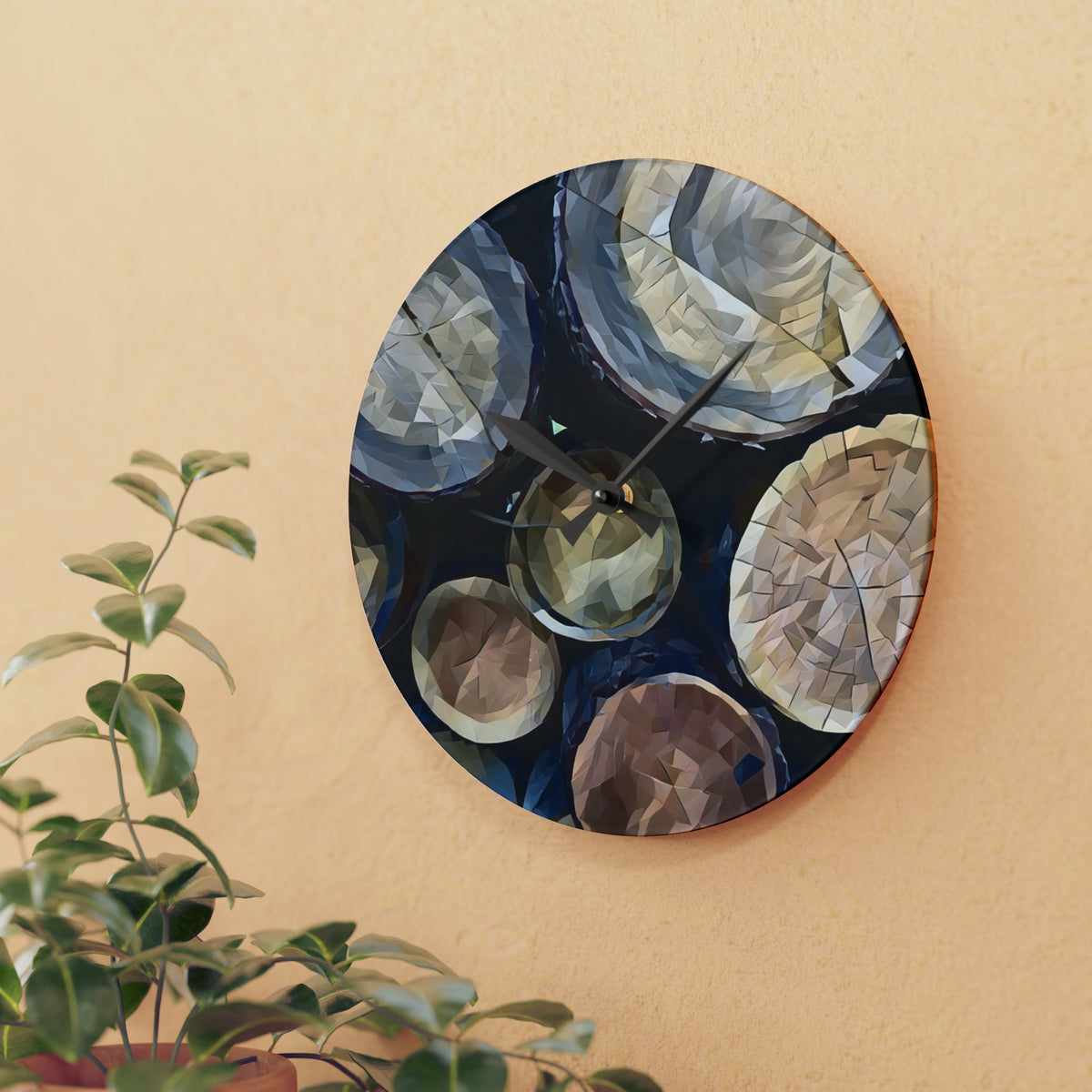 Acrylic Wall Clock - Poly Art - Wooden Trunks (Variant 2)