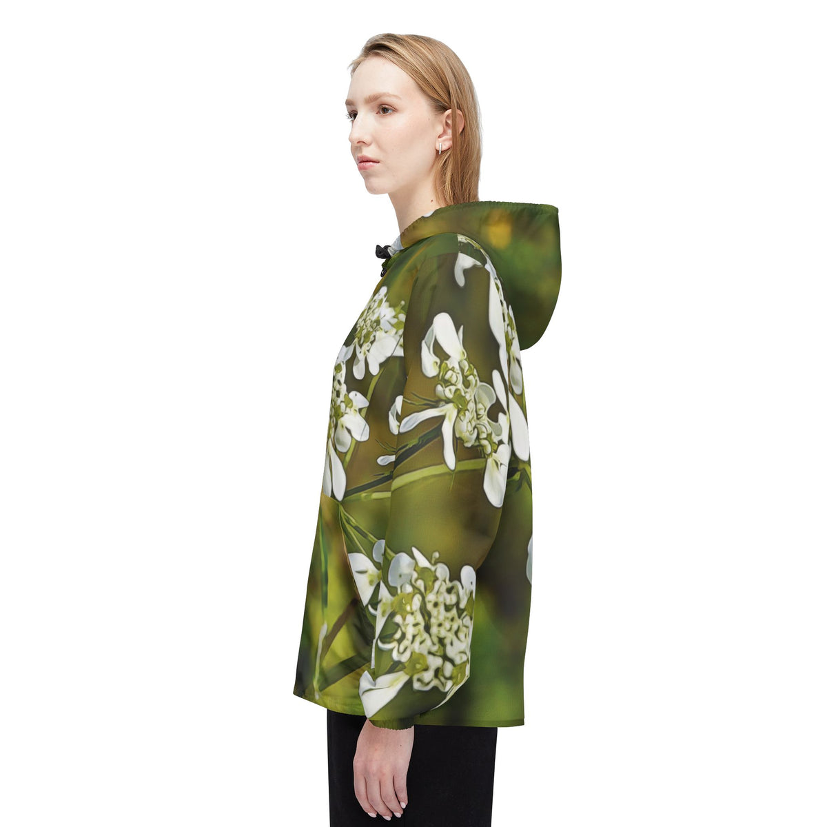 Windbreaker Jacket - Flower, White Petals