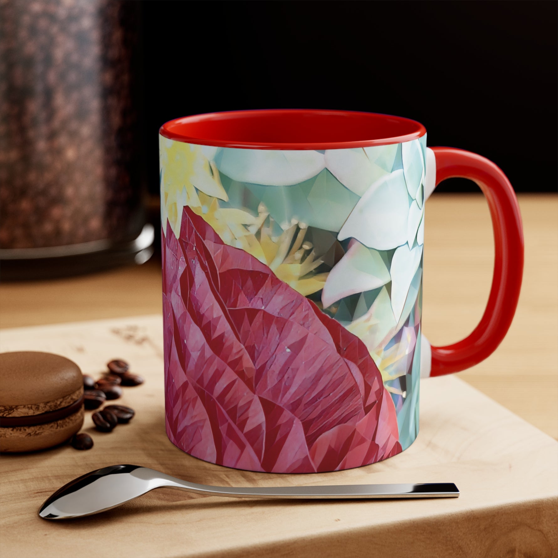 Mug 11oz - Poly Art - Flower of Dahlia in Red (Variant 2)