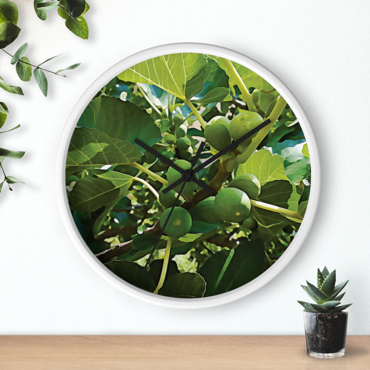 Wall Clock - Fig's Plant, with Fruits and Leaves