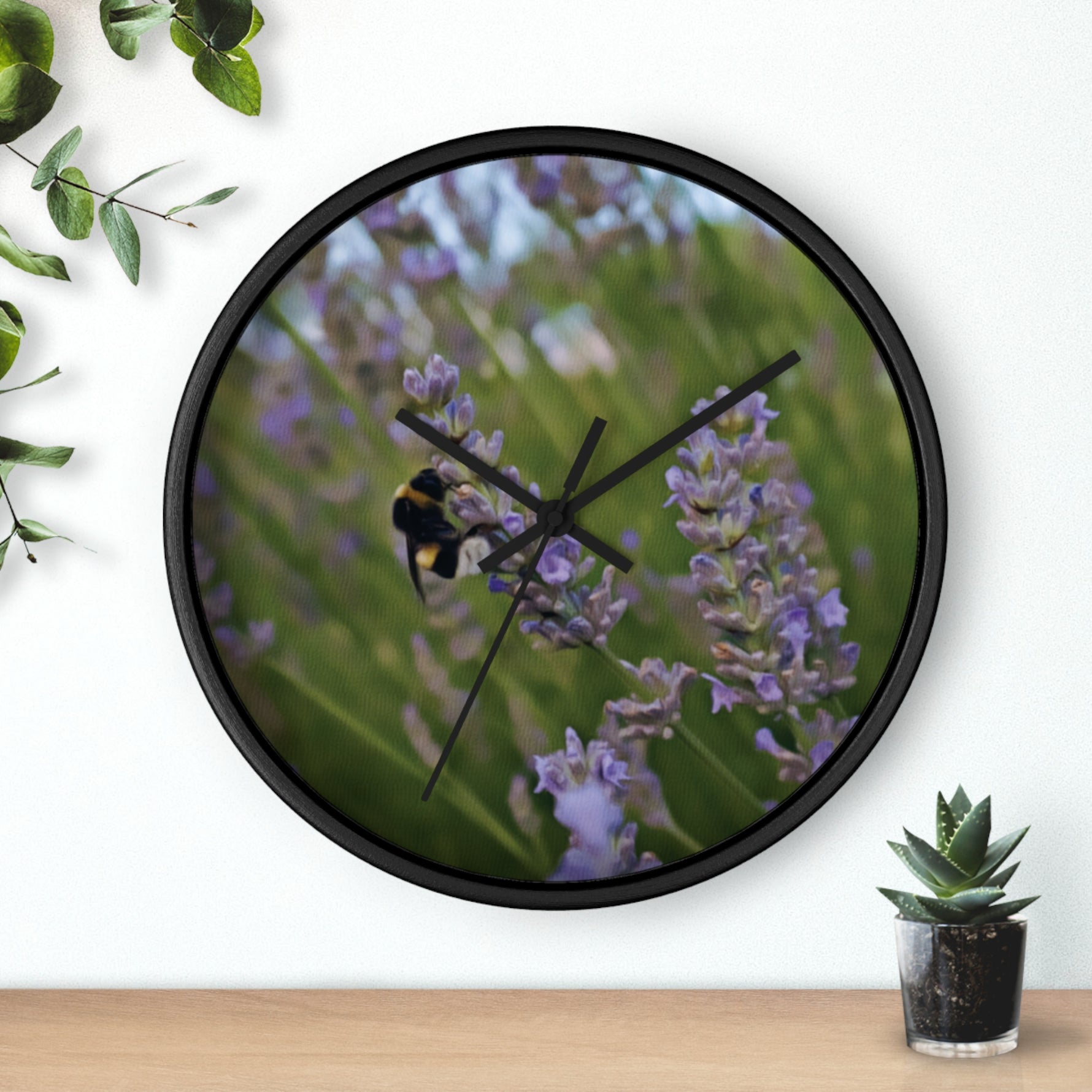 Wall Clock - Flower of Lavender with Bombus Insect (Variant 2)