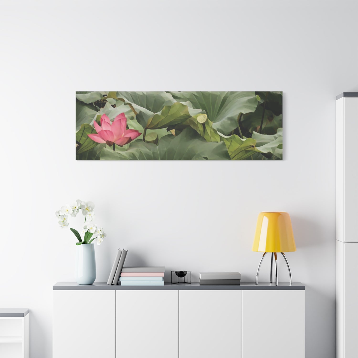 Stretched Matte Canvas - Poly Art - Flower of Lotus